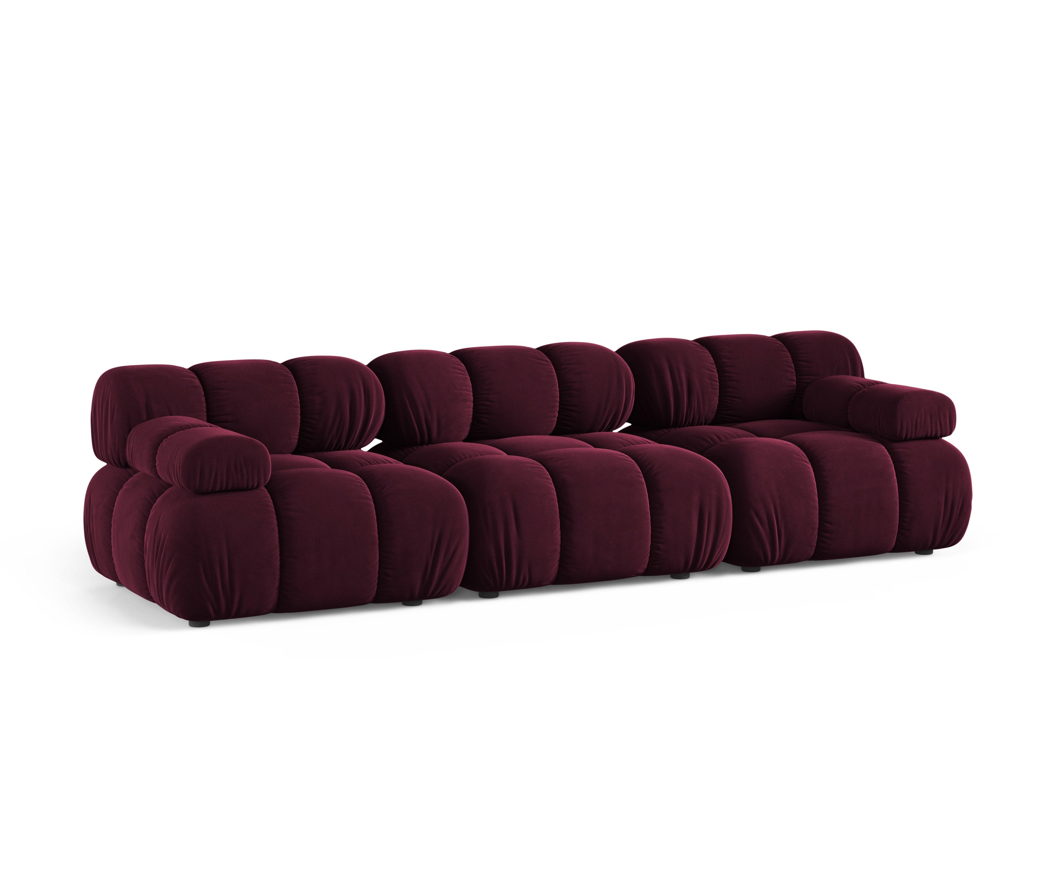 BELLIS Burgundy Velvet 3-Seater Modular Sofa