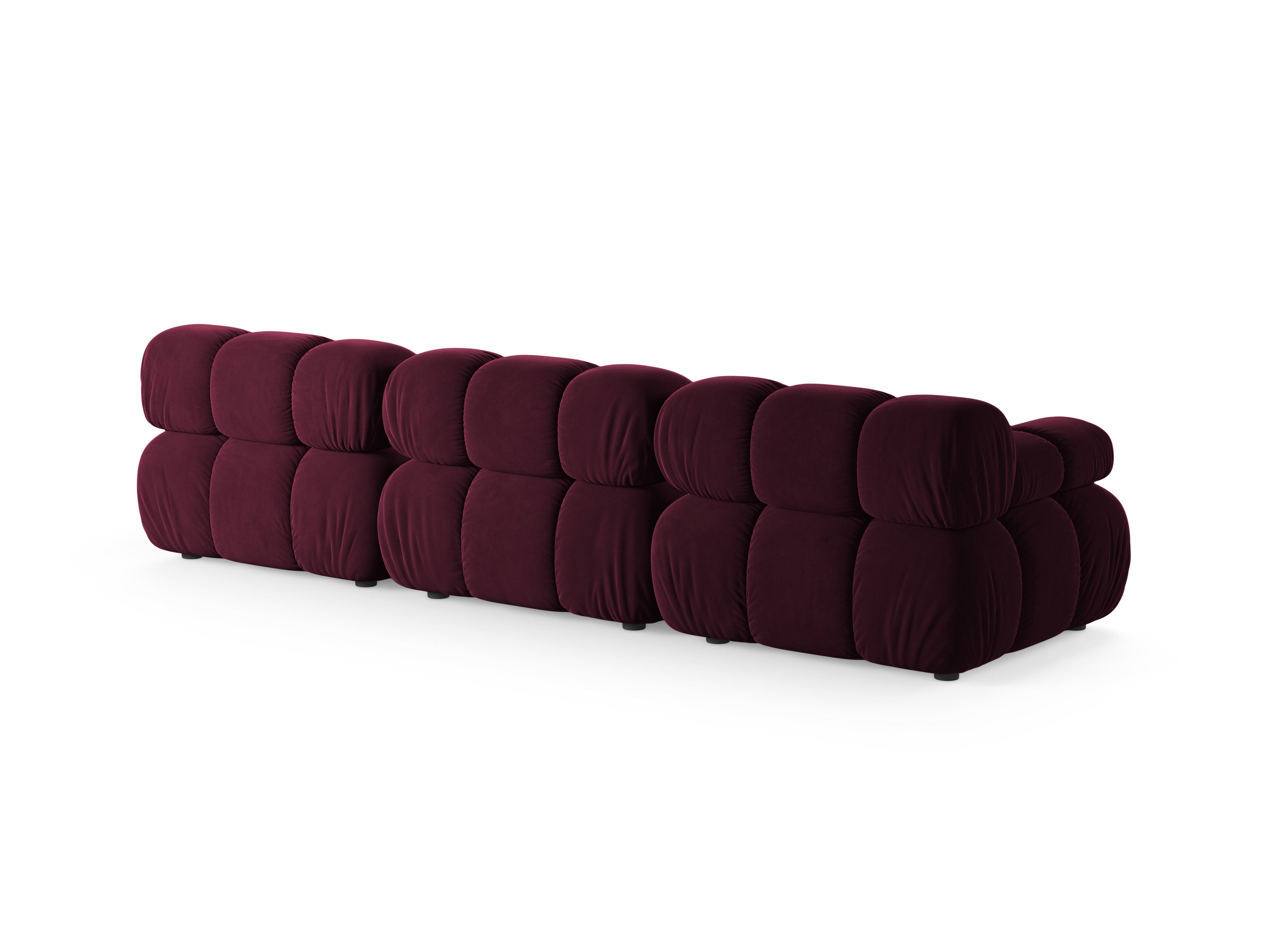 BELLIS Burgundy Velvet 3-Seater Modular Sofa