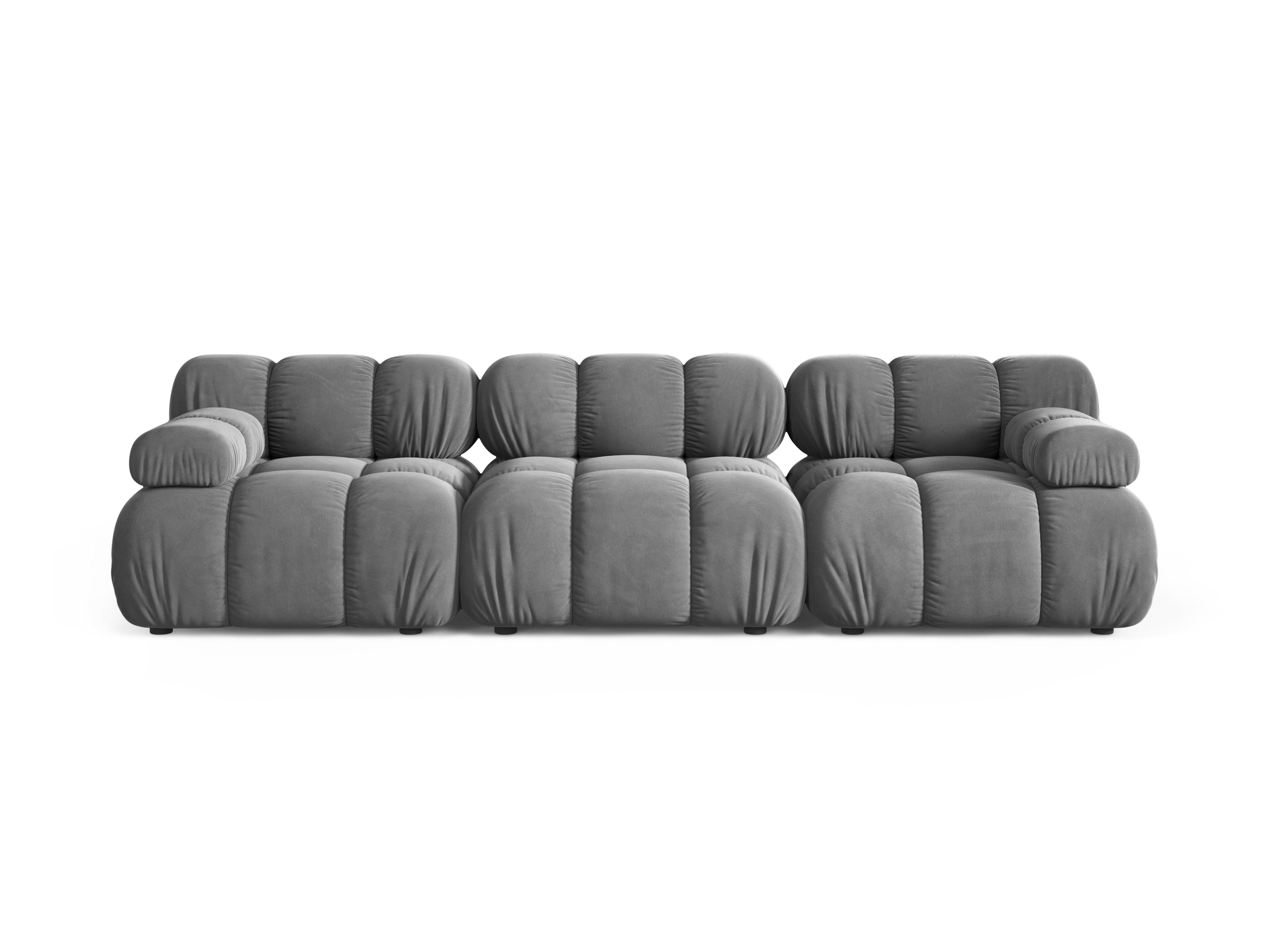 3-Seater Modular Sofa BELLIS in Light Gray Velvet