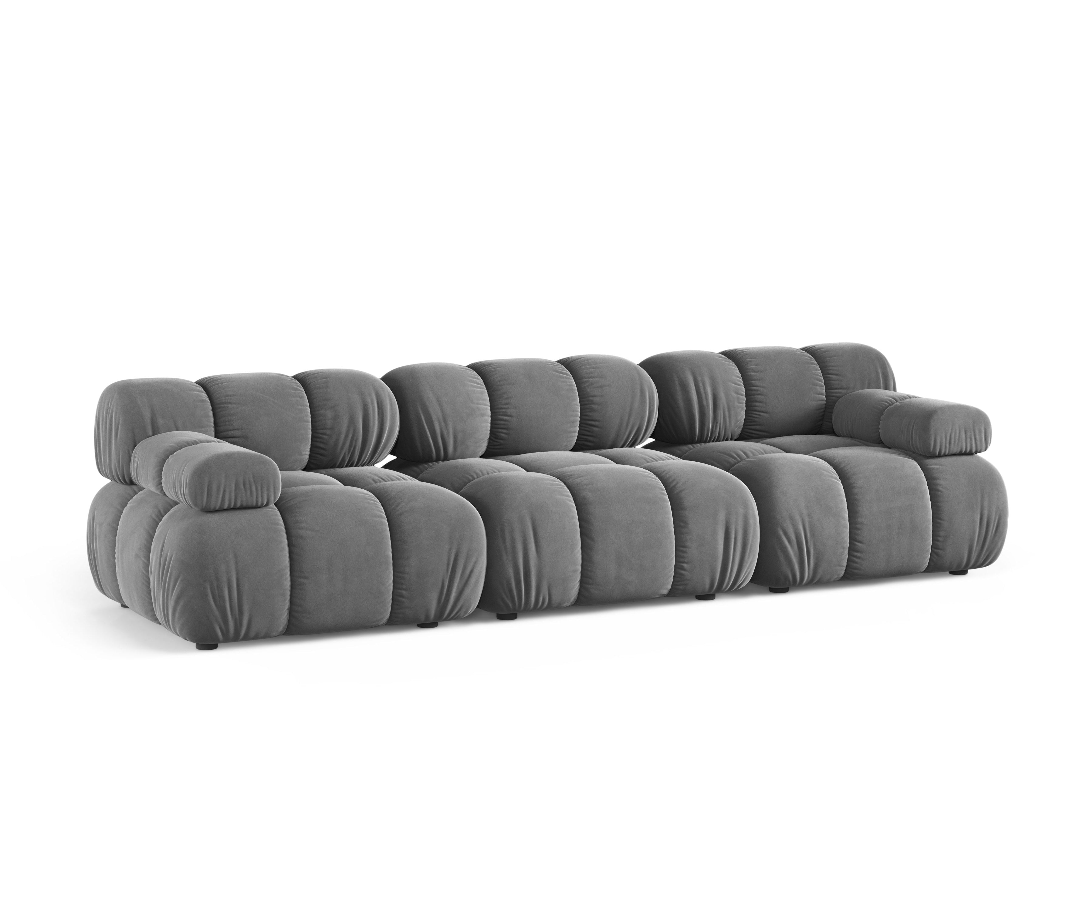 3-Seater Modular Sofa BELLIS in Light Gray Velvet