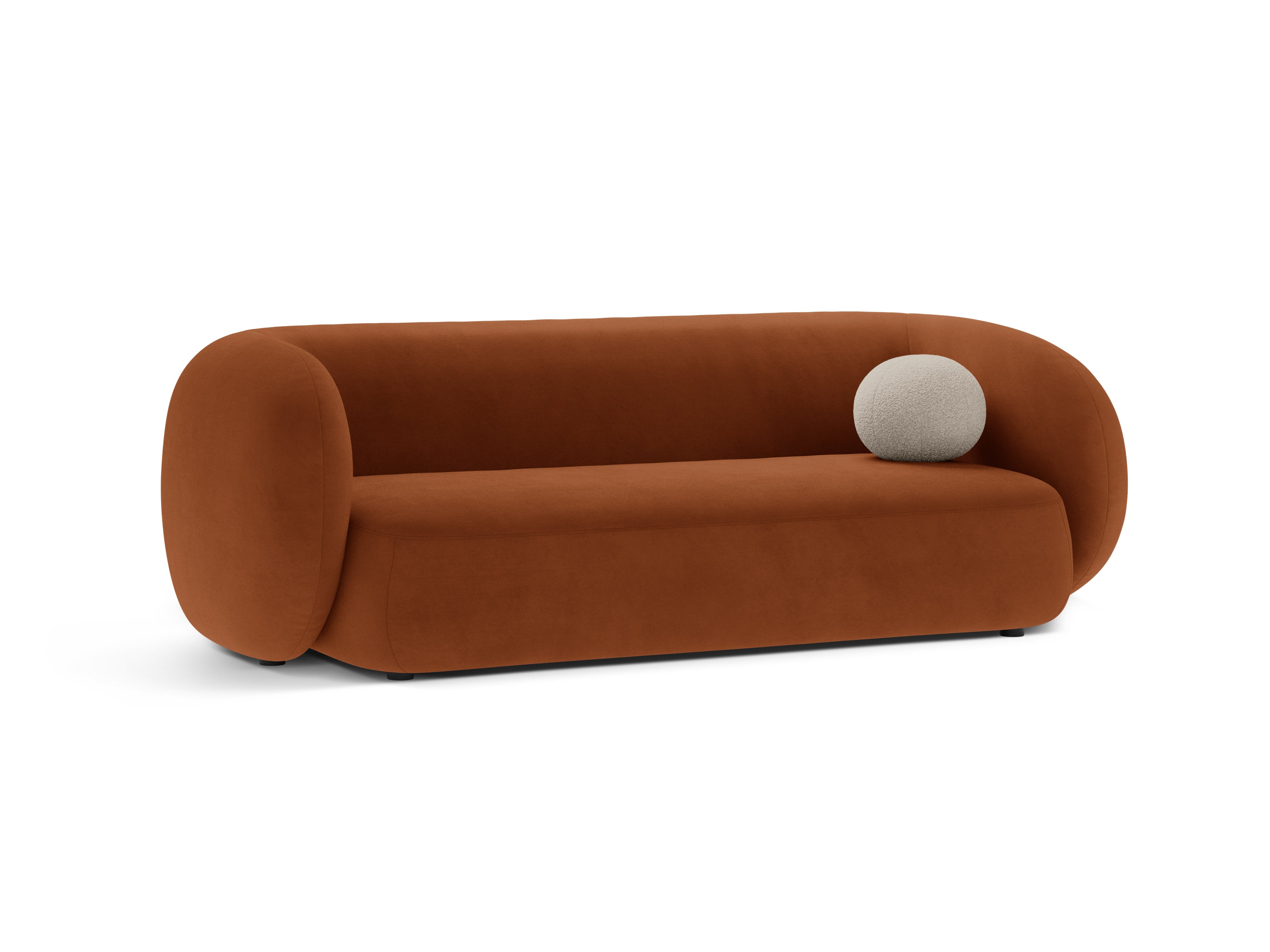 KATE terracotta 3-seater velvet sofa