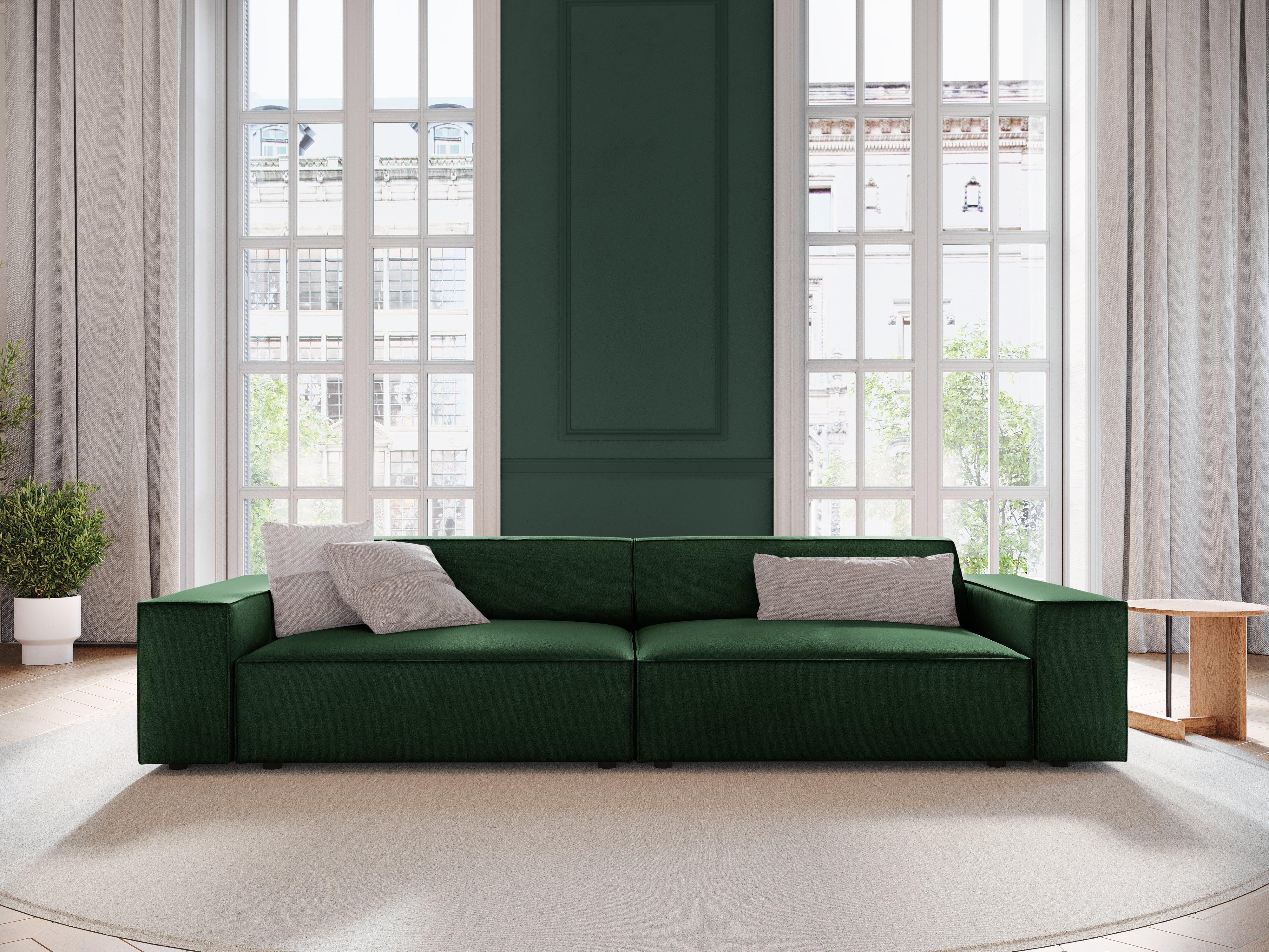 Sofa aksamitna 3-osobowa JODIE butelkowa zieleń Micadoni Eye on Design
