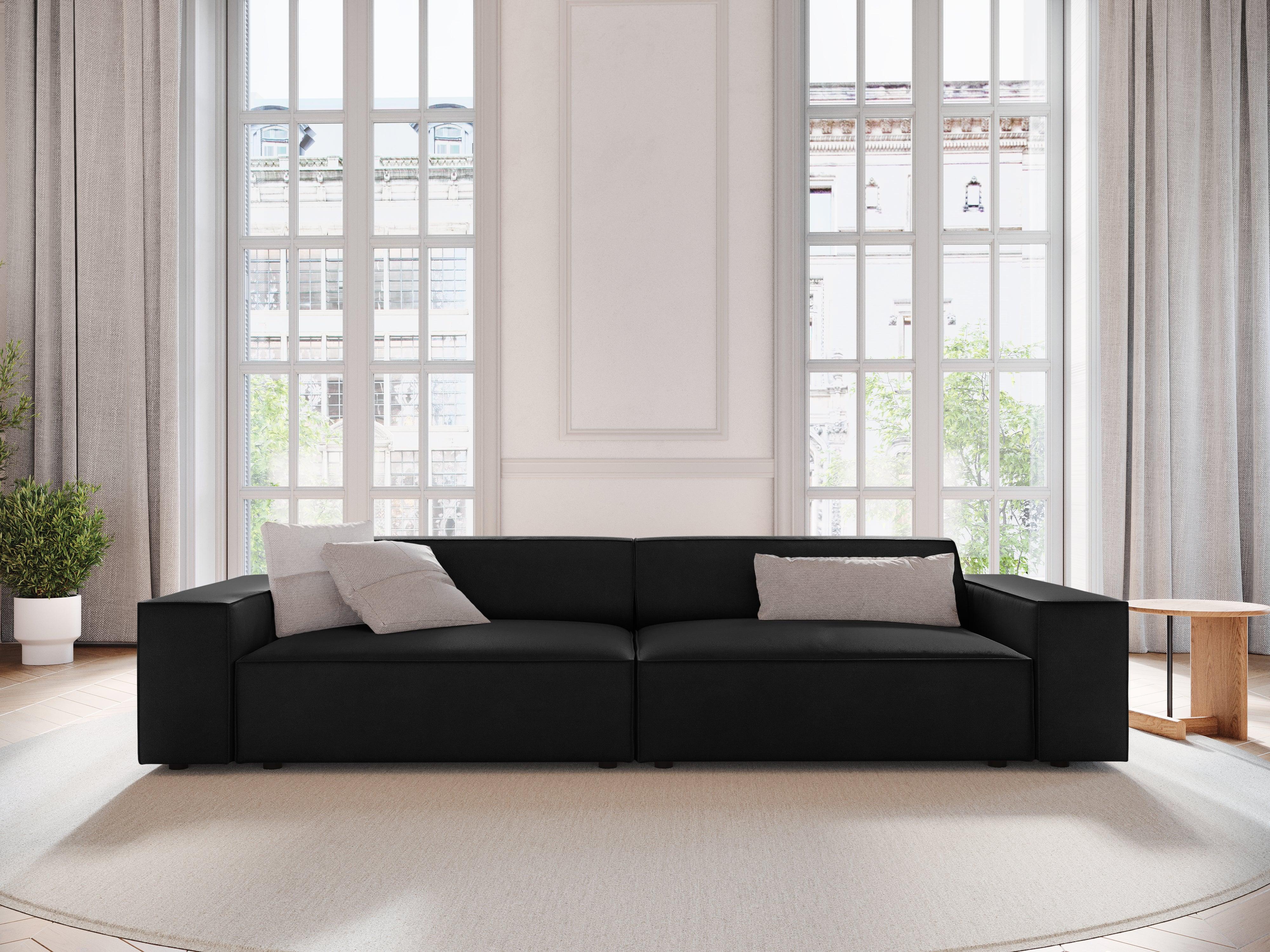 Sofa aksamitna 3-osobowa JODIE czarny Micadoni Eye on Design