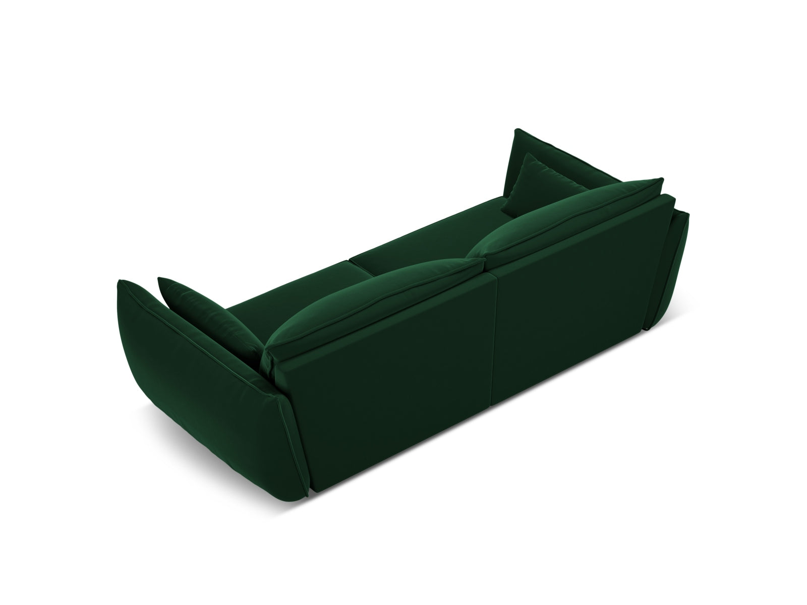 Sofa aksamitna 3-osobowa KAELLE butelkowa zieleń – ujęcie tylne