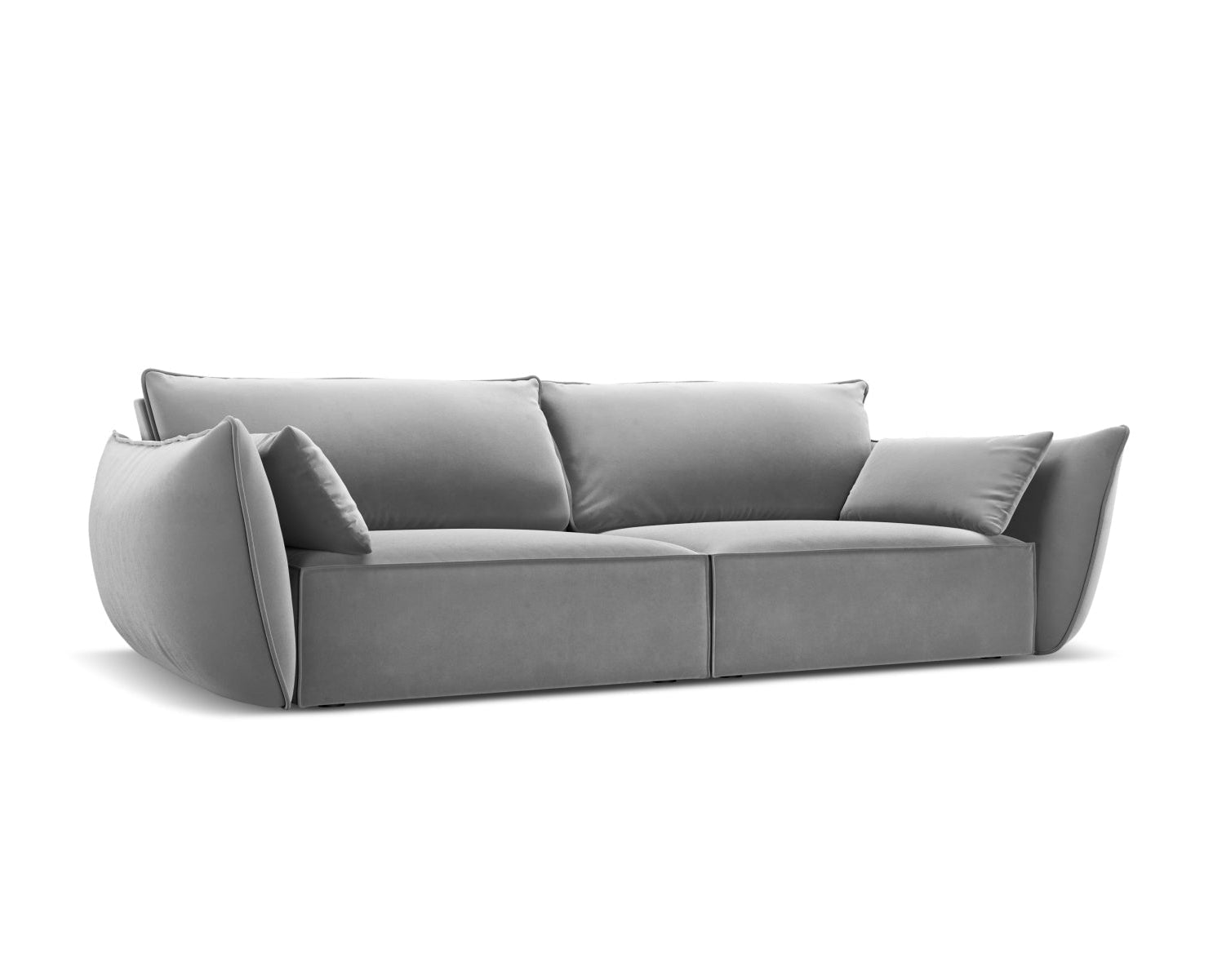 Sofa aksamitna 3-osobowa KAELLE szary – ujęcie boczne
