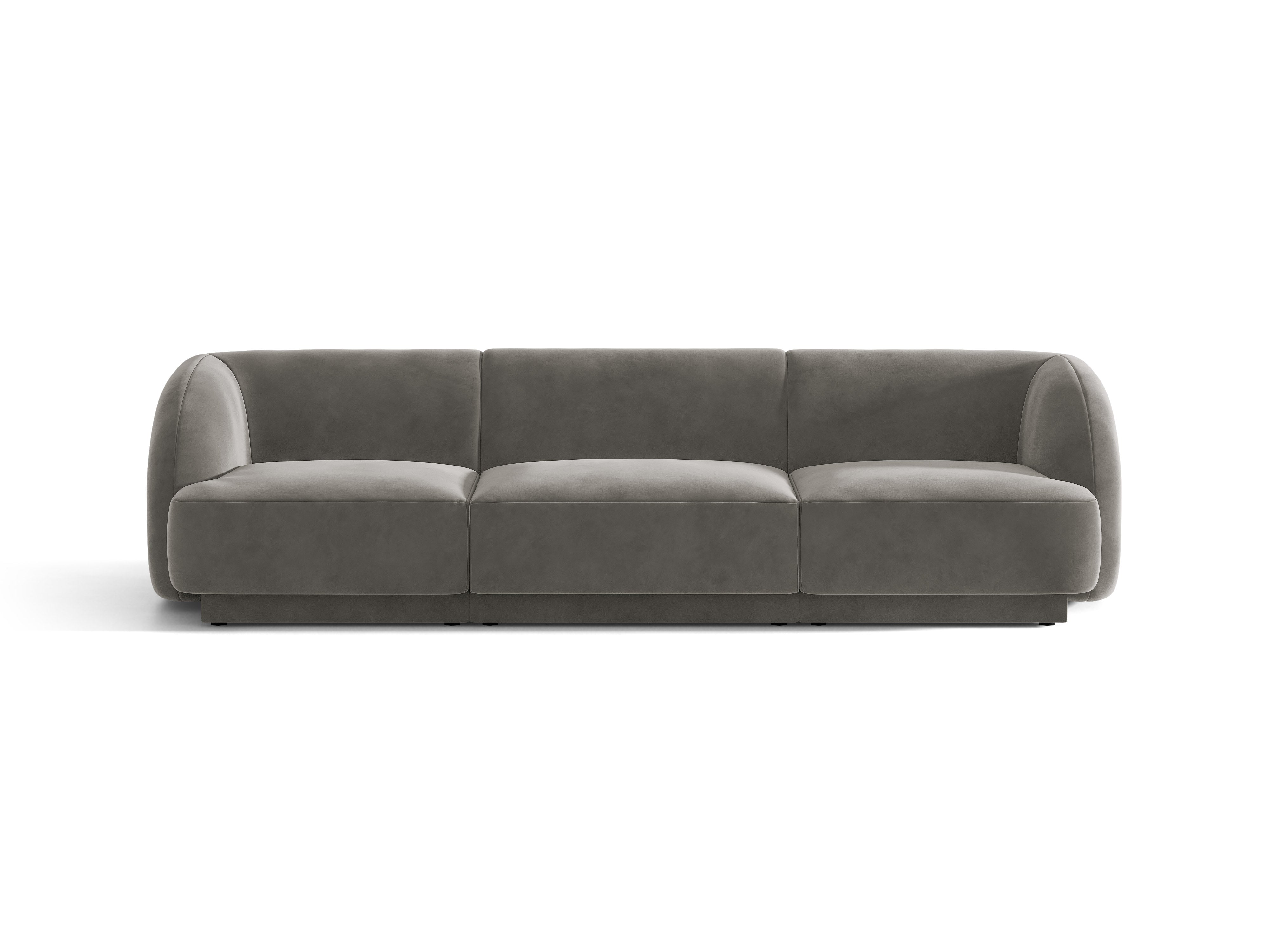 Miley Light Gray Velvet 3-Seater Sofa