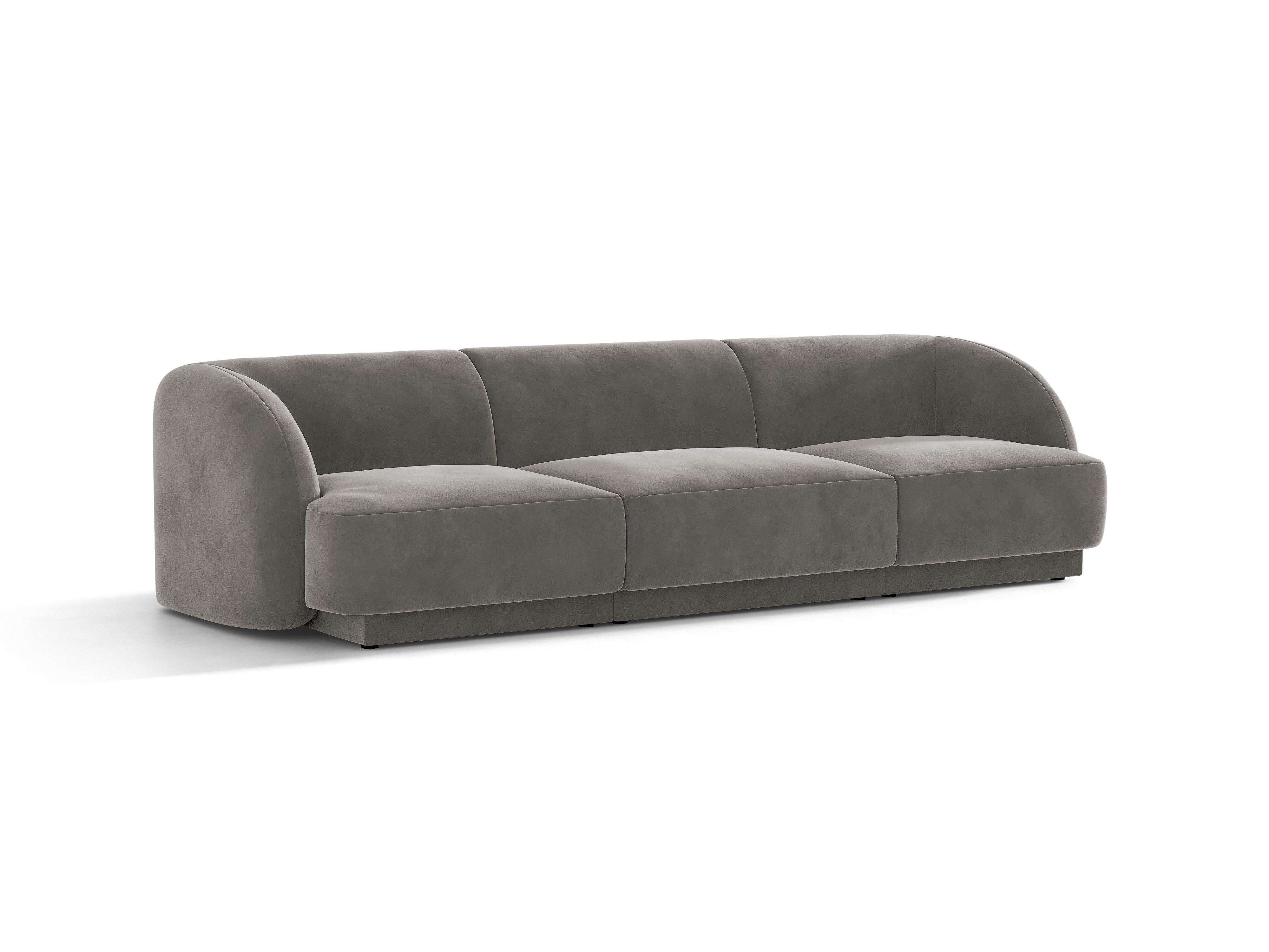 Miley Light Gray Velvet 3-Seater Sofa