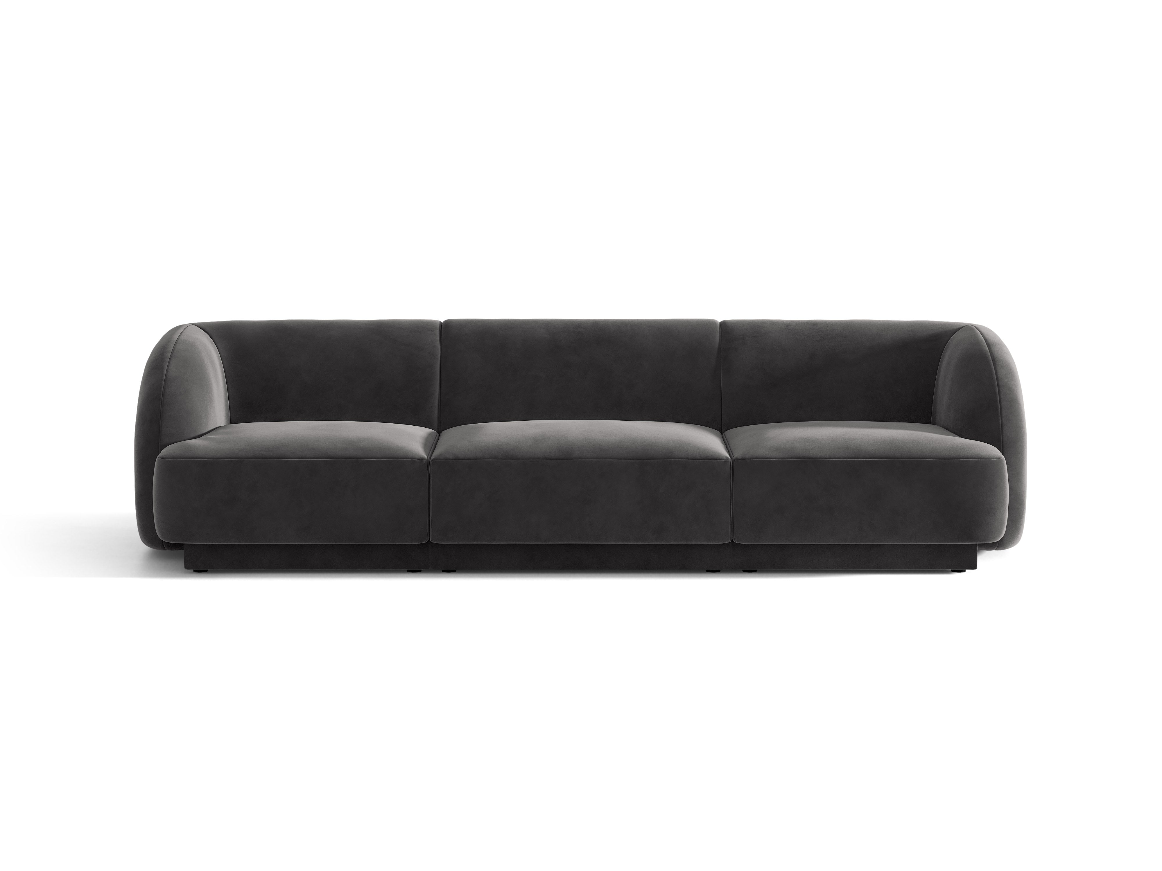 3-seater velvet sofa MILEY dark gray