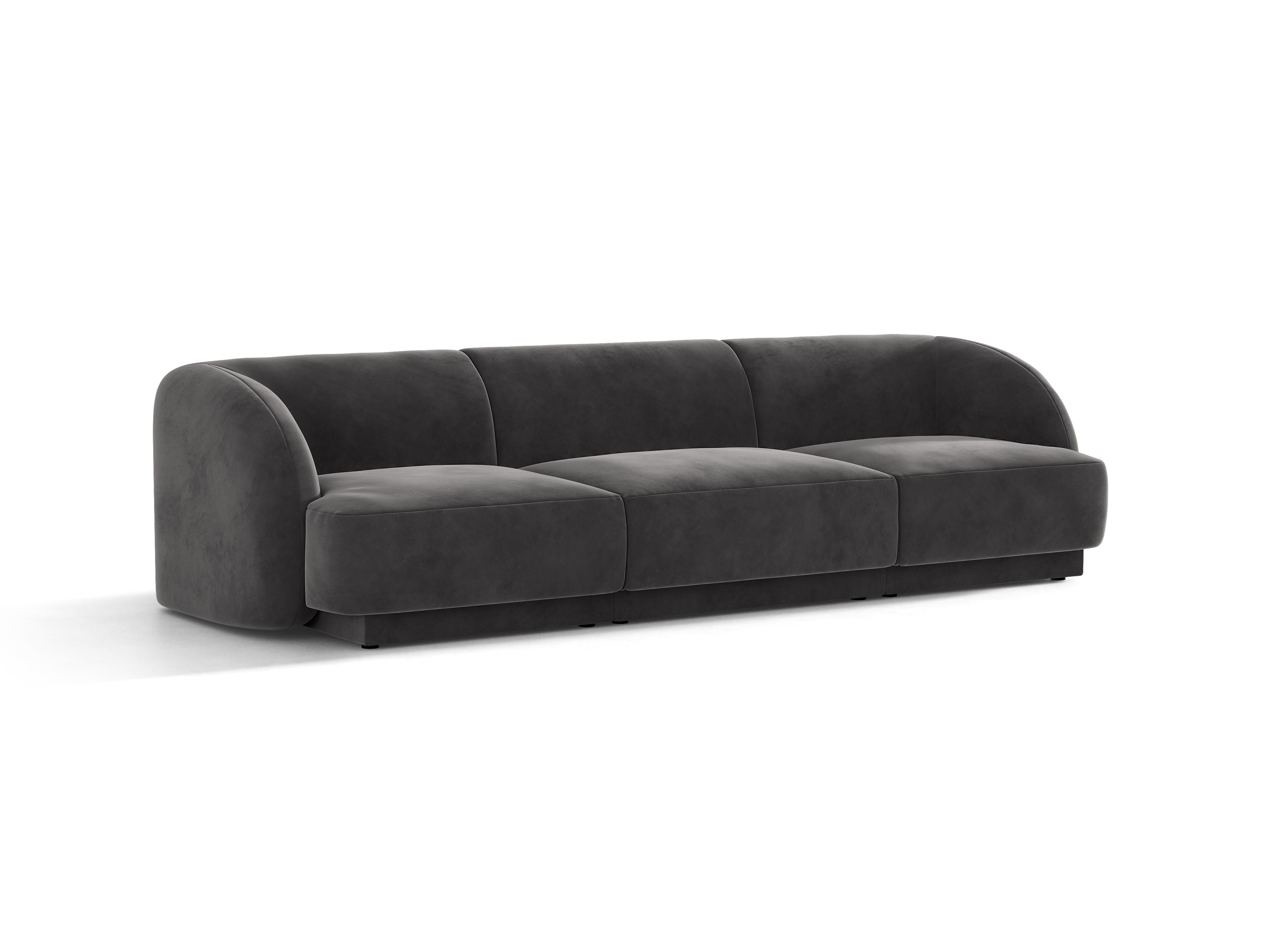 3-seater velvet sofa MILEY dark gray