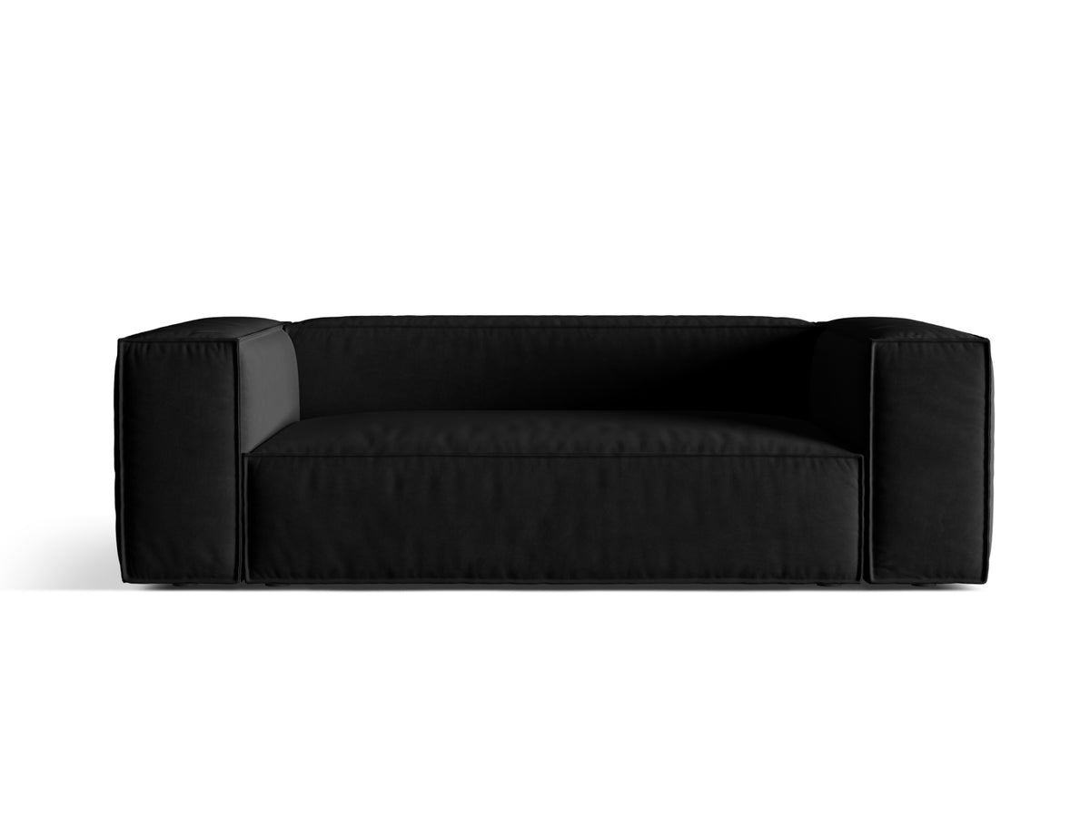 Sofa aksamitna 3-osobowa NURIA czarny – Micadoni