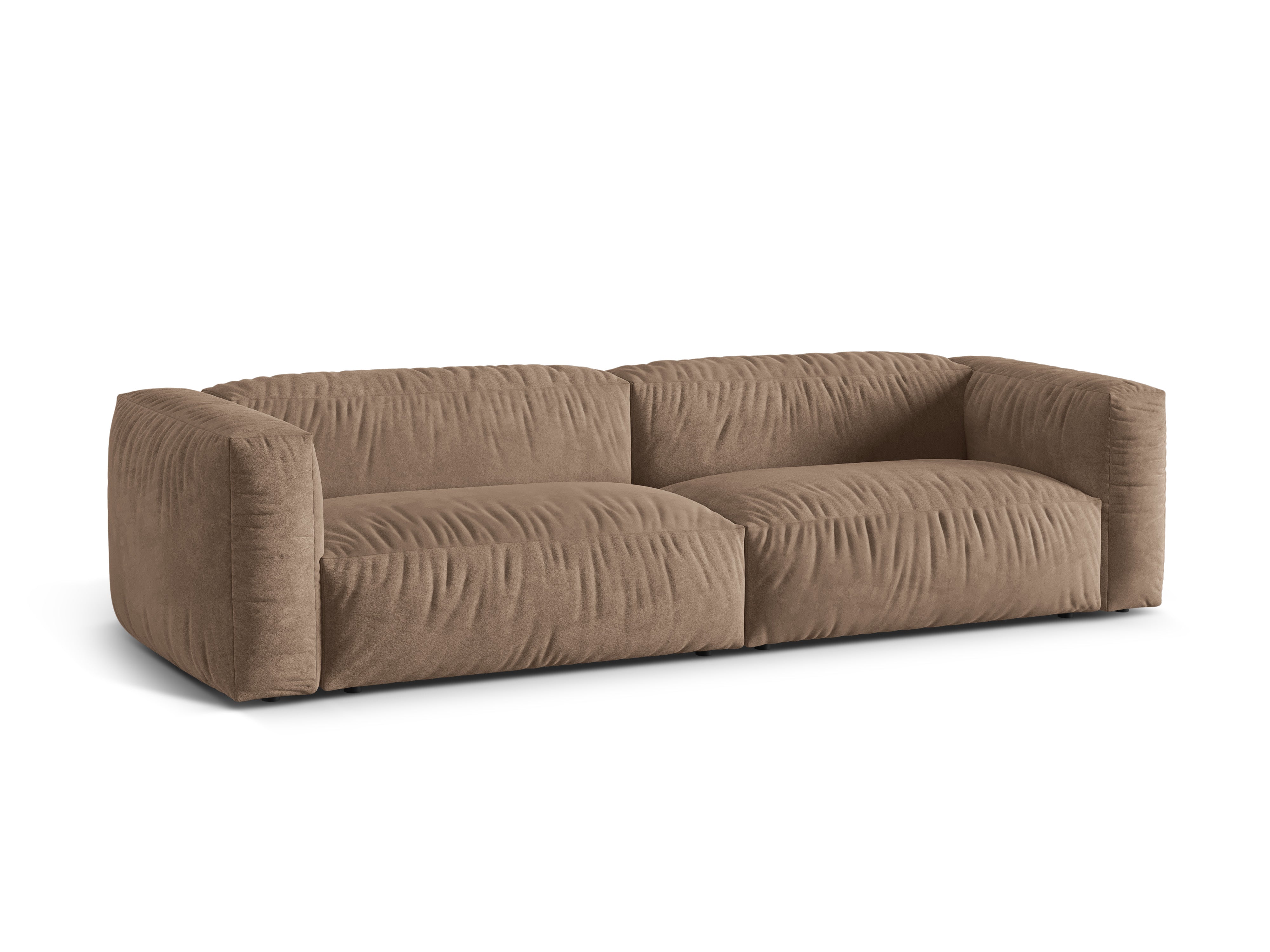 Velvet sofa 4-seater dark beige