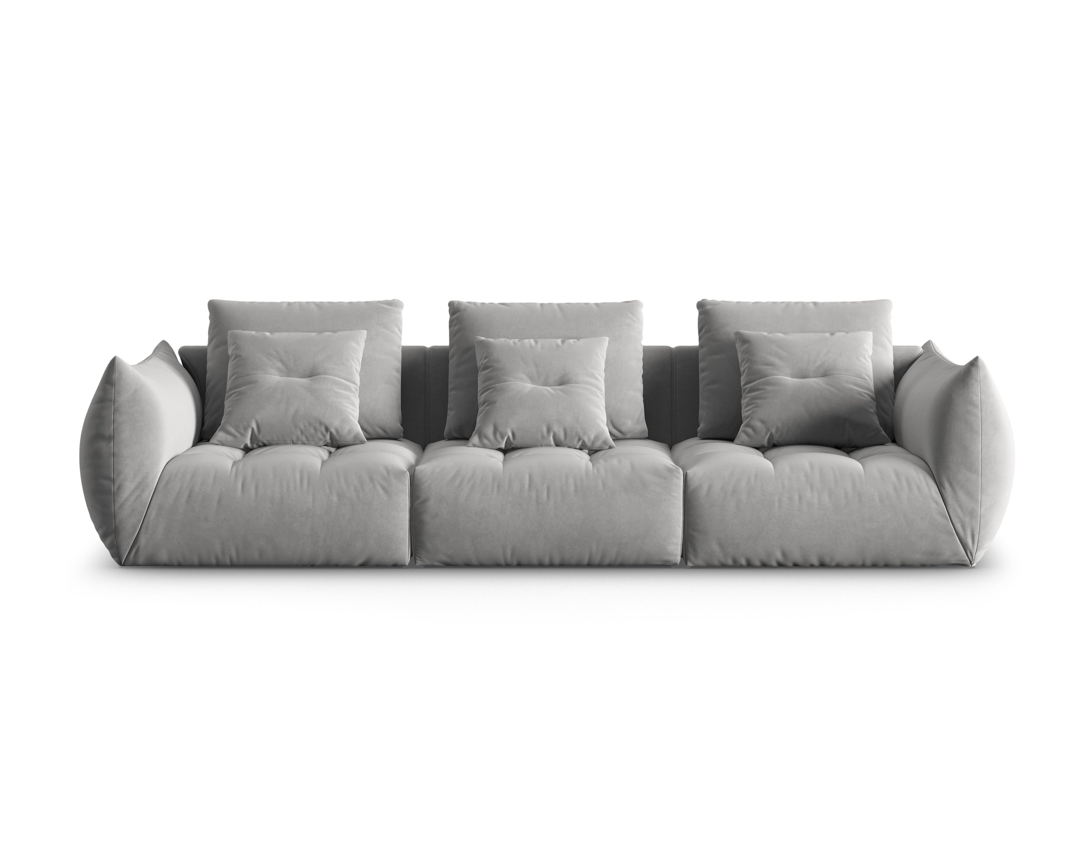 Velvet sofa 4-seater Bloom gray