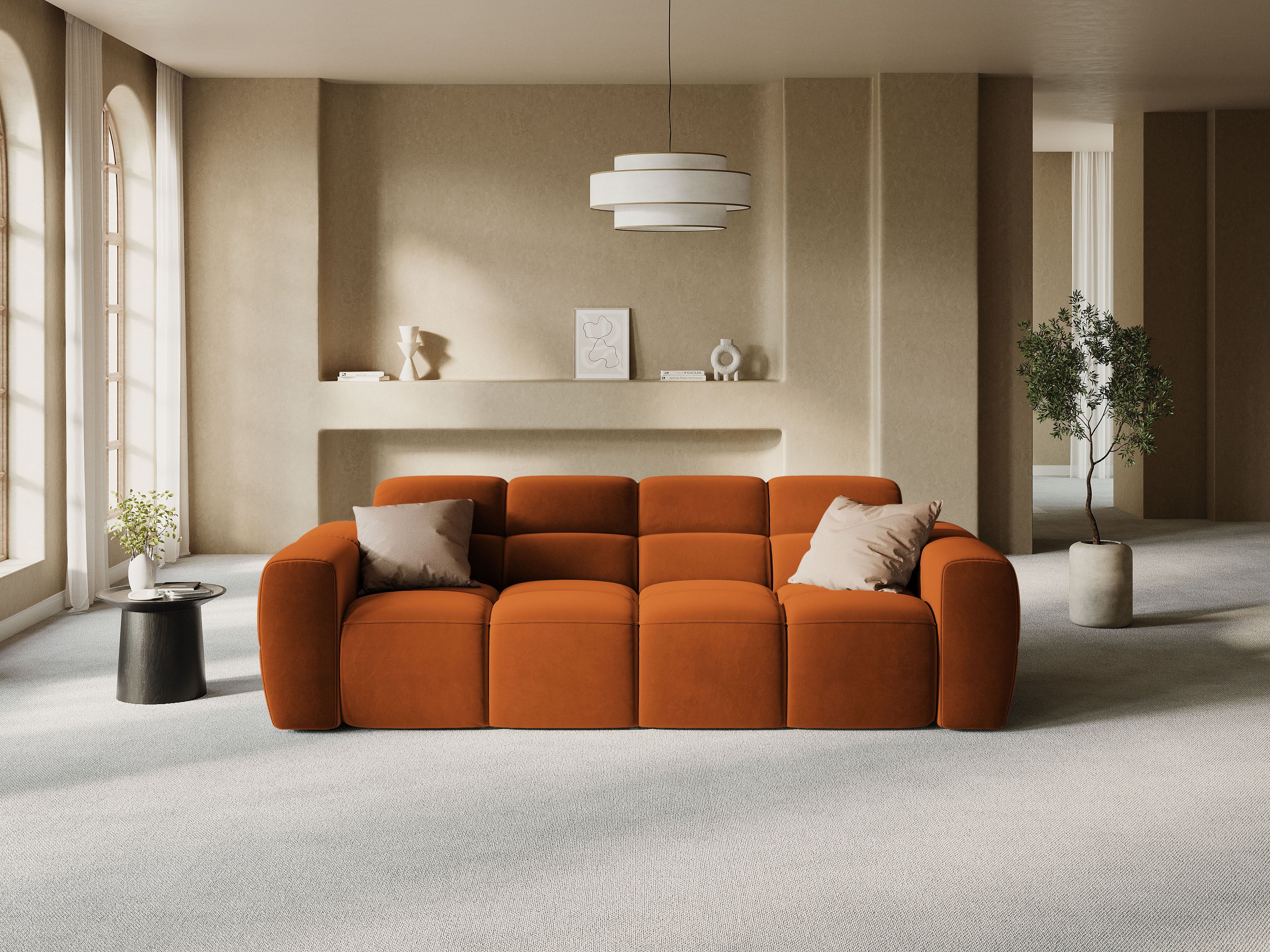 Sofa für 4 Personen LISA terrakotta Chenille