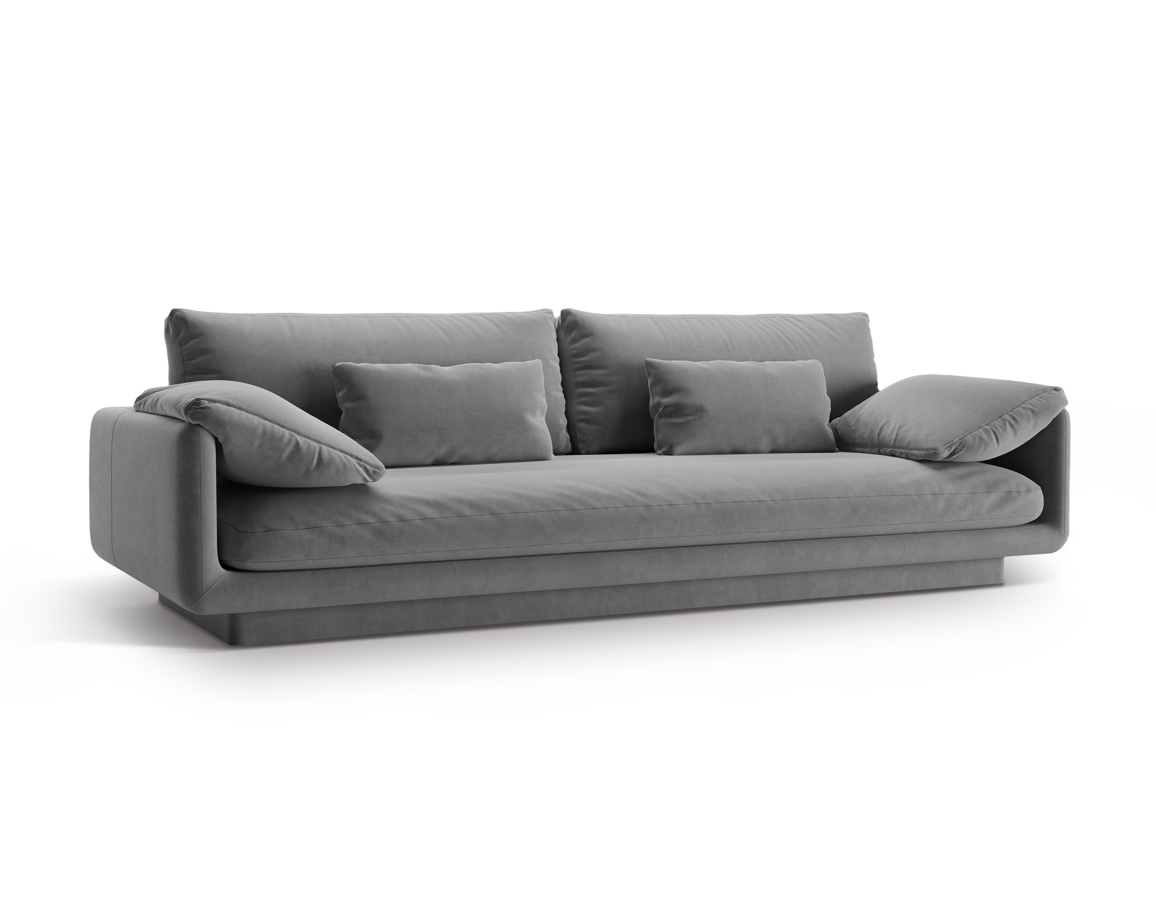 Velvet sofa 4-seater Torino light gray