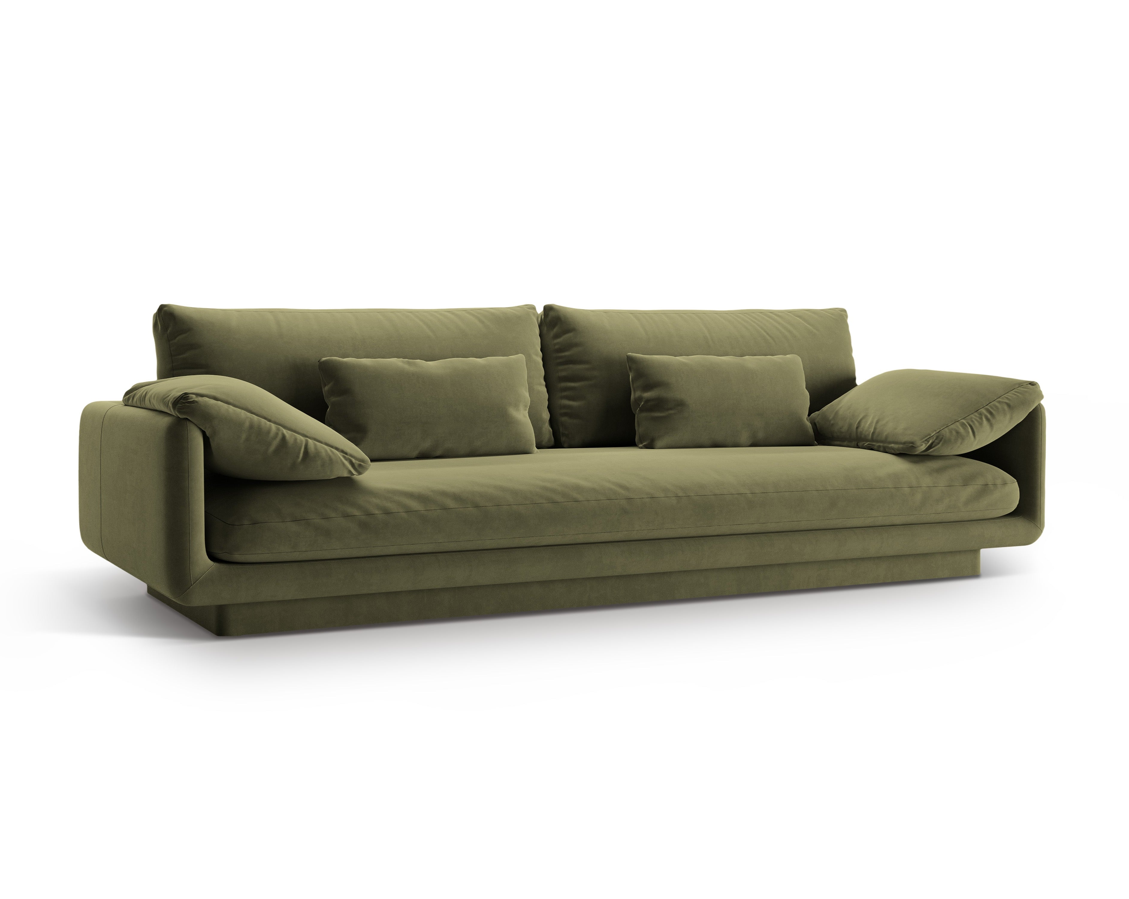 Velvet sofa 4-person torino light green