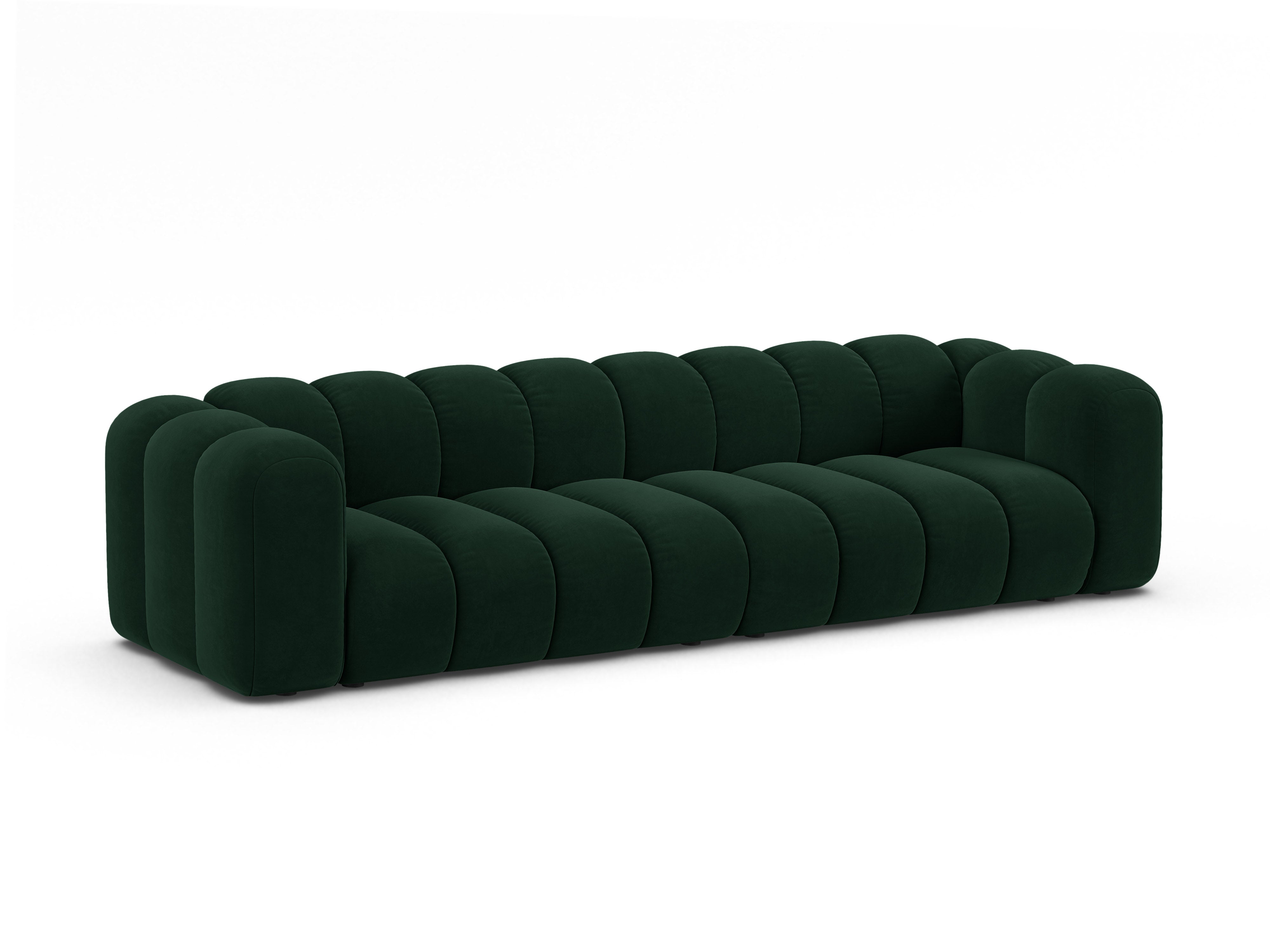 Velvet sofa for 4 people LUPINE bottle green