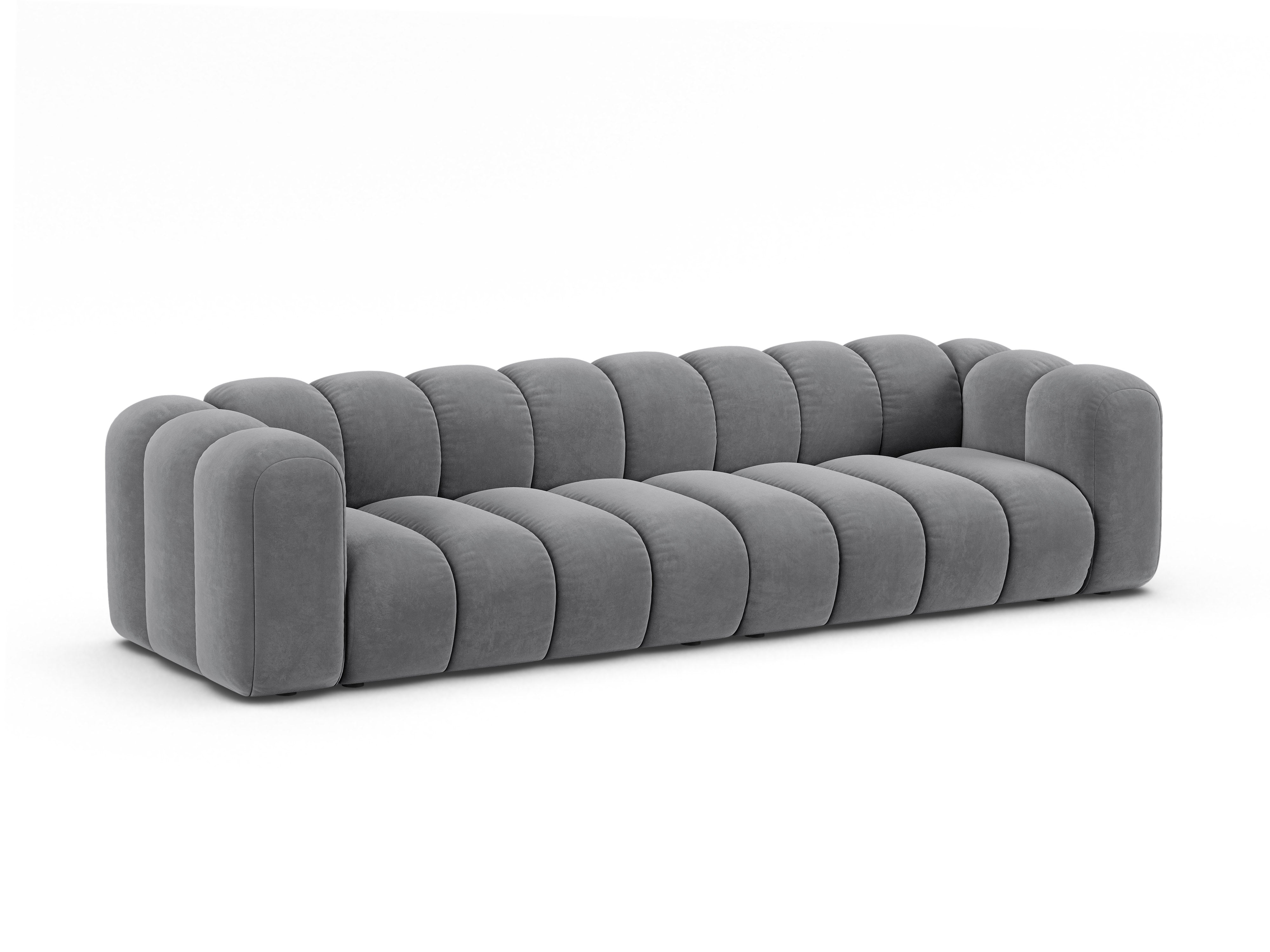 Velvet sofa for 4 people LUPINE gray