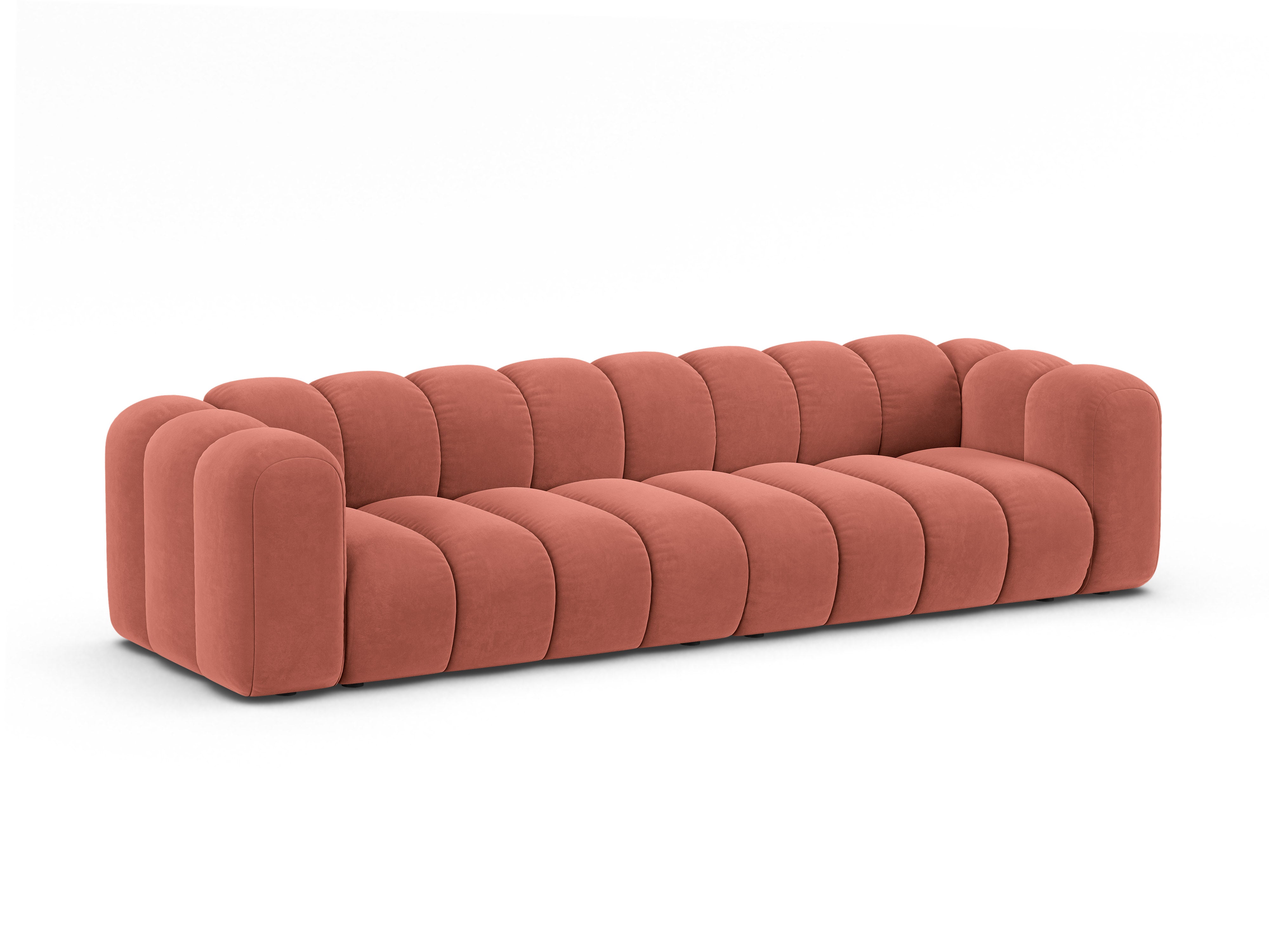 Sofa aksamitna 4-osobowa LUPINE koralowy – Micadoni