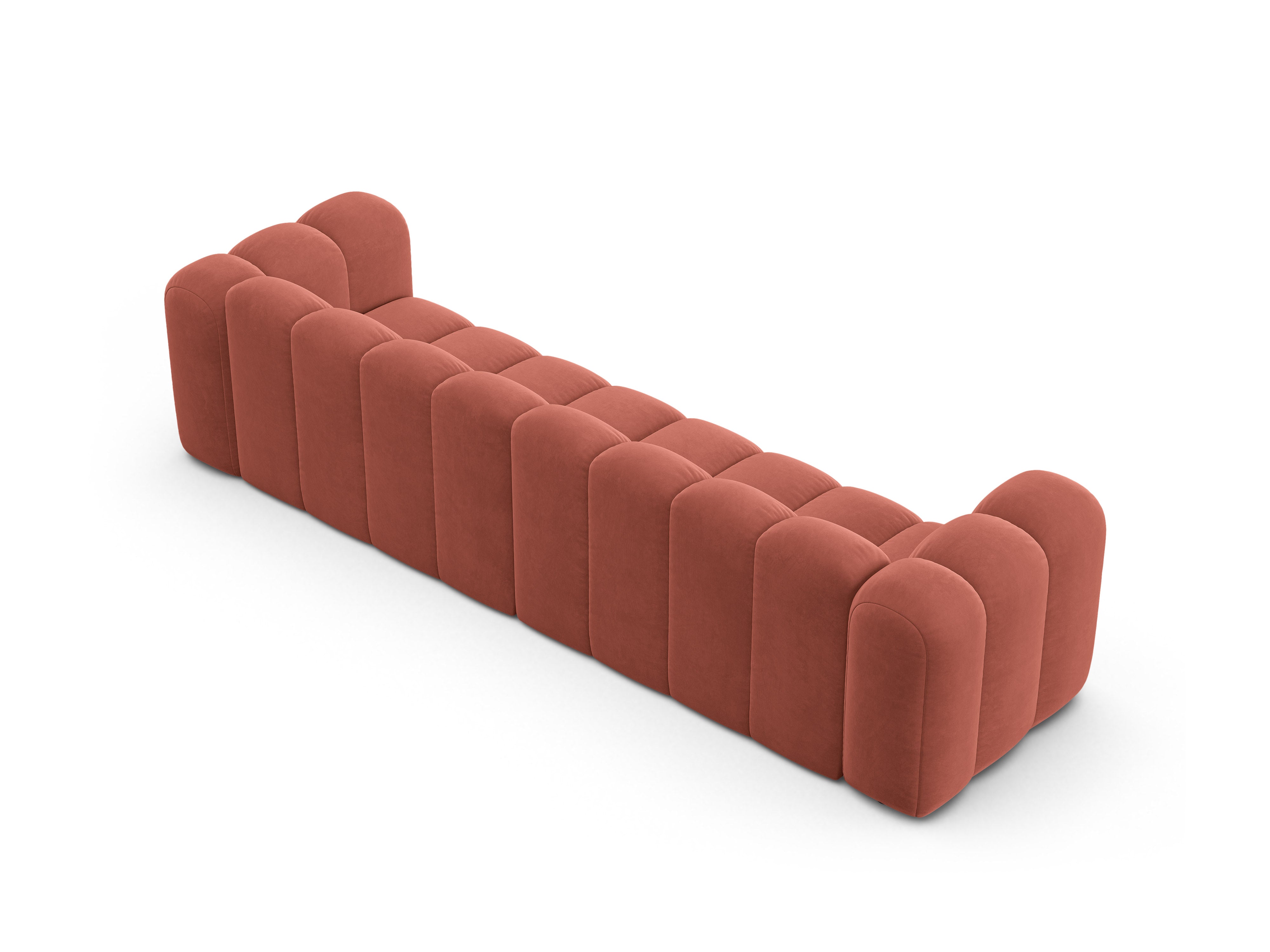 Sofa aksamitna 4-osobowa LUPINE koralowy – szenil