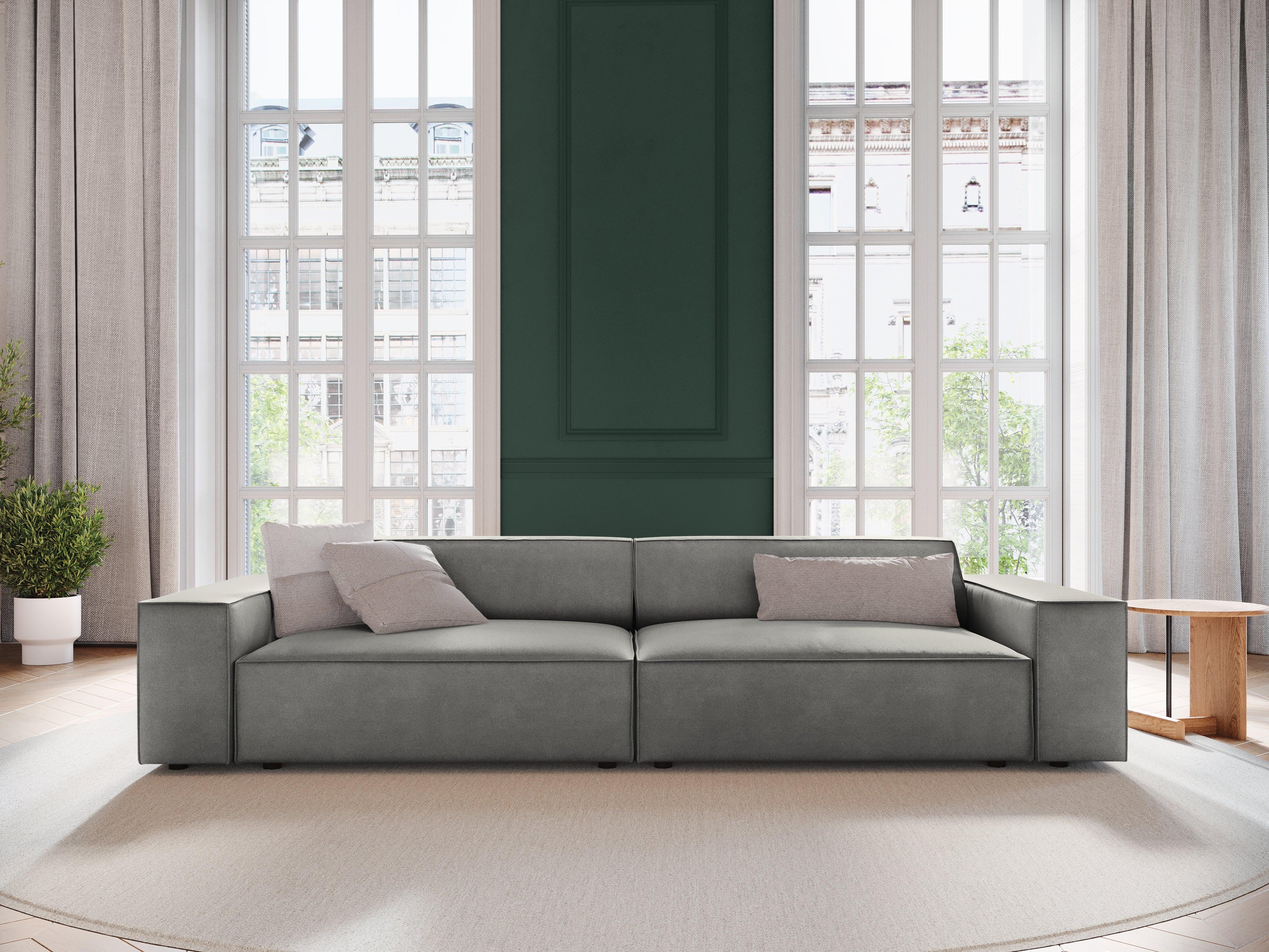 Sofa aksamitna 4-osobowa JODIE jasnoszary Micadoni Eye on Design