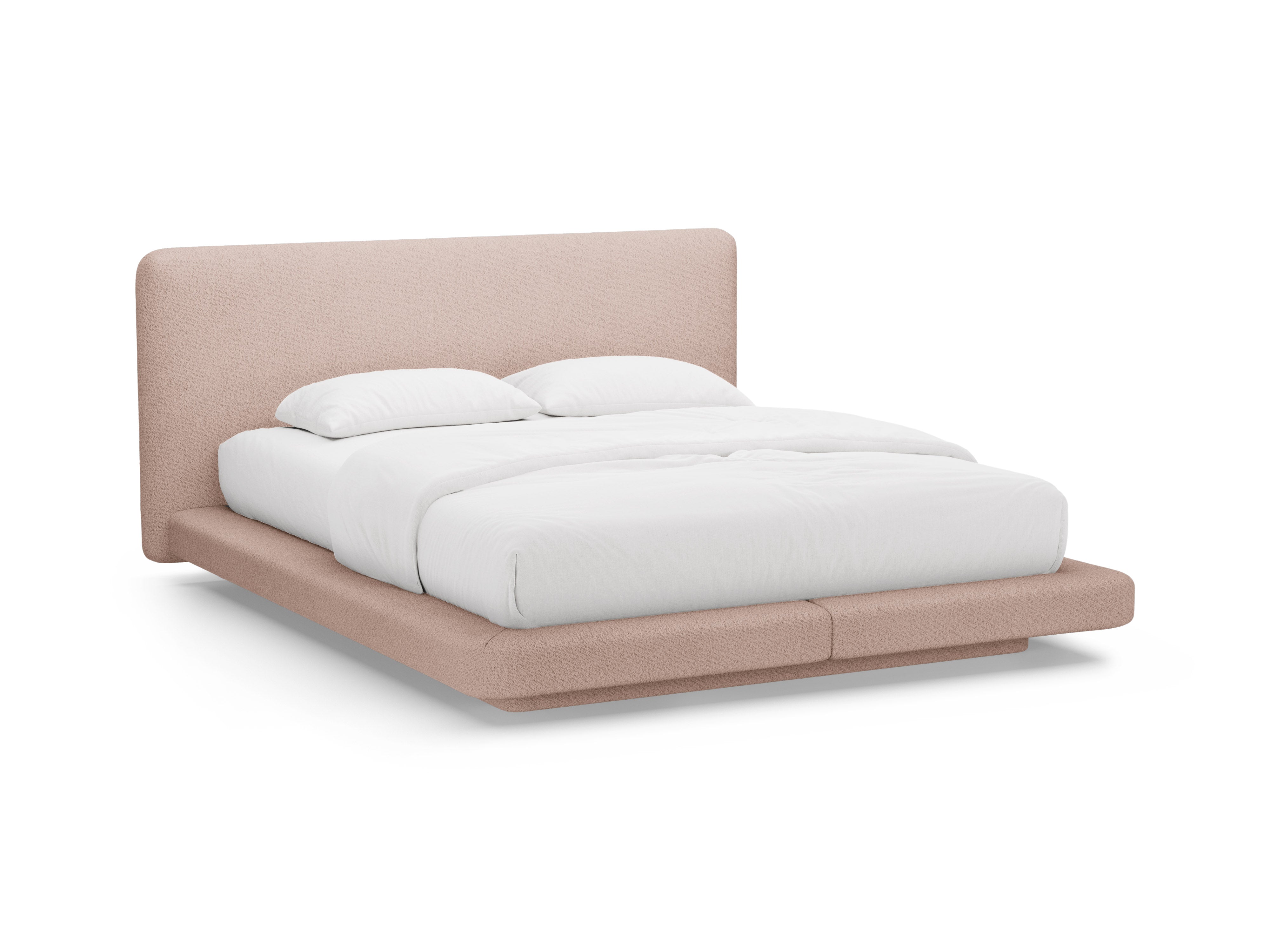 LINEA bed in powder pink boucle