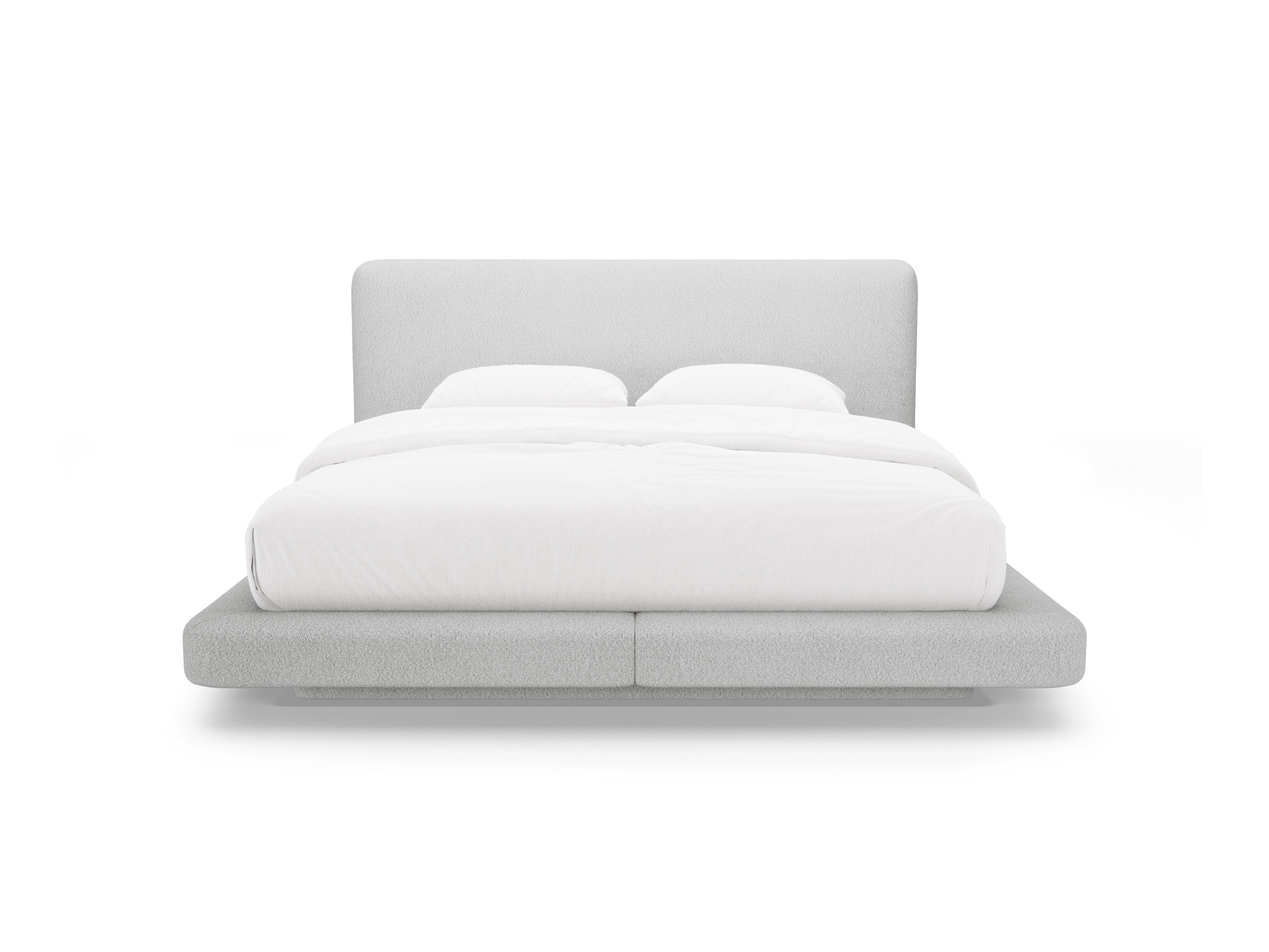 LINEA bed in light gray boucle