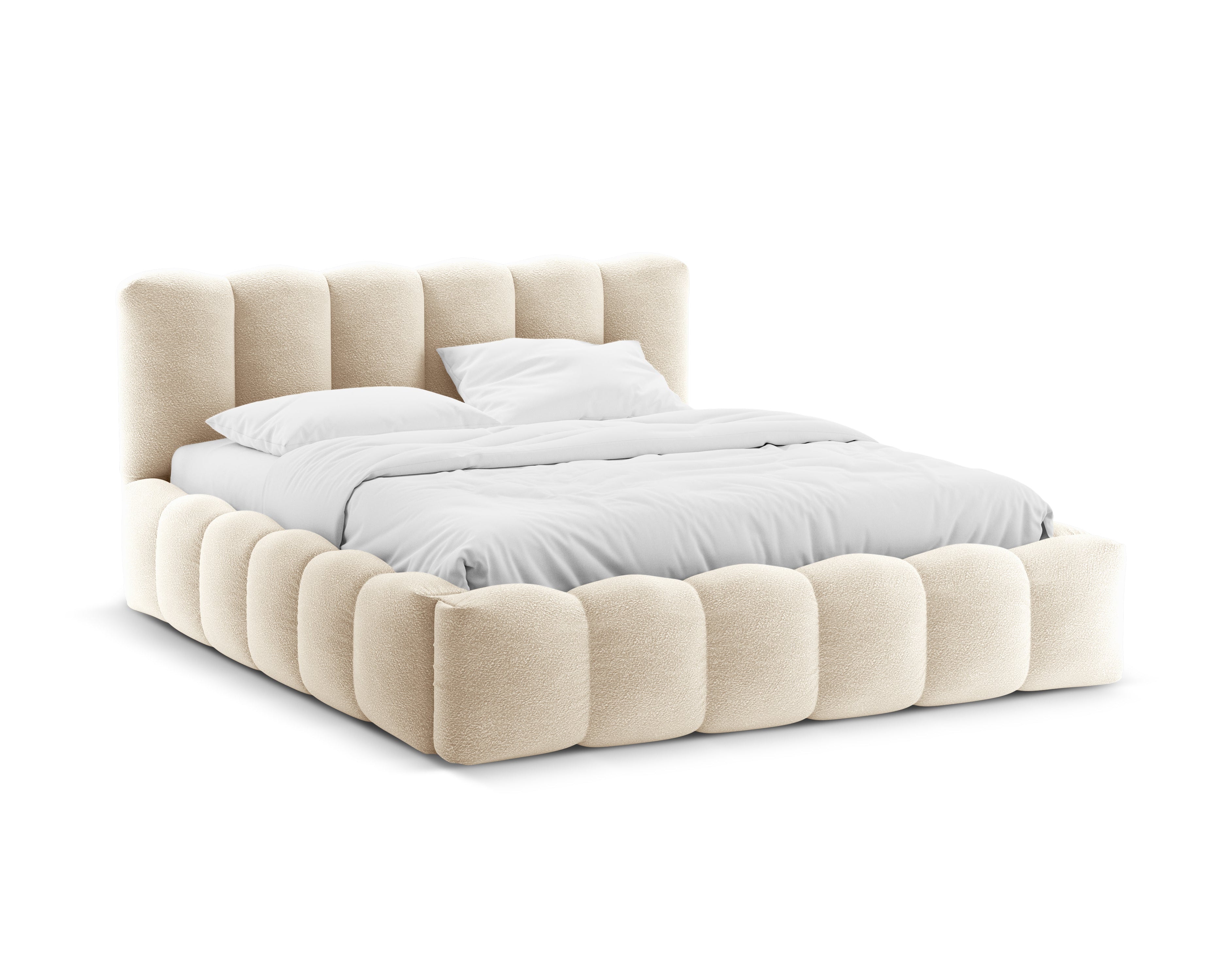 Bed with storage LUPINE beige boucle