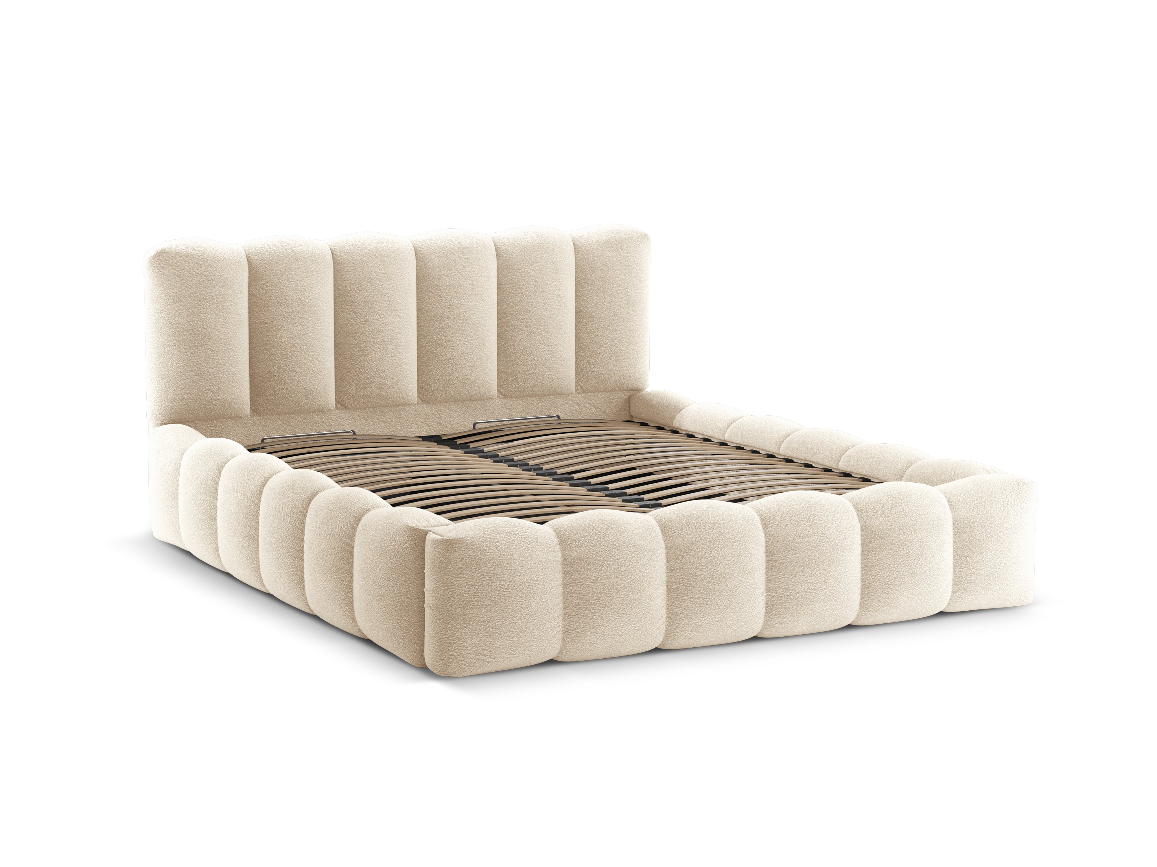 Bed with storage LUPINE beige boucle