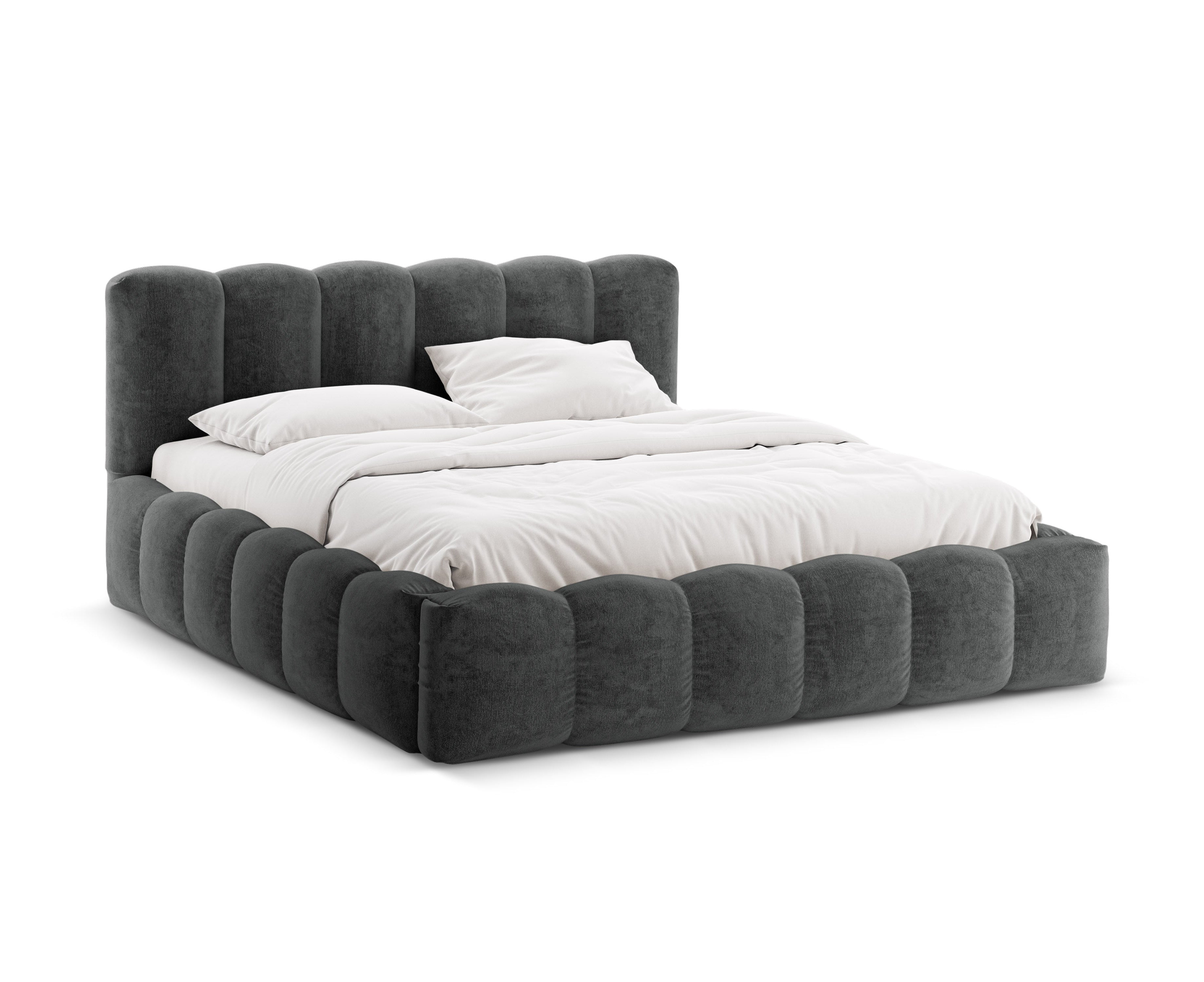 LUPINE dark gray chenille bed with storage