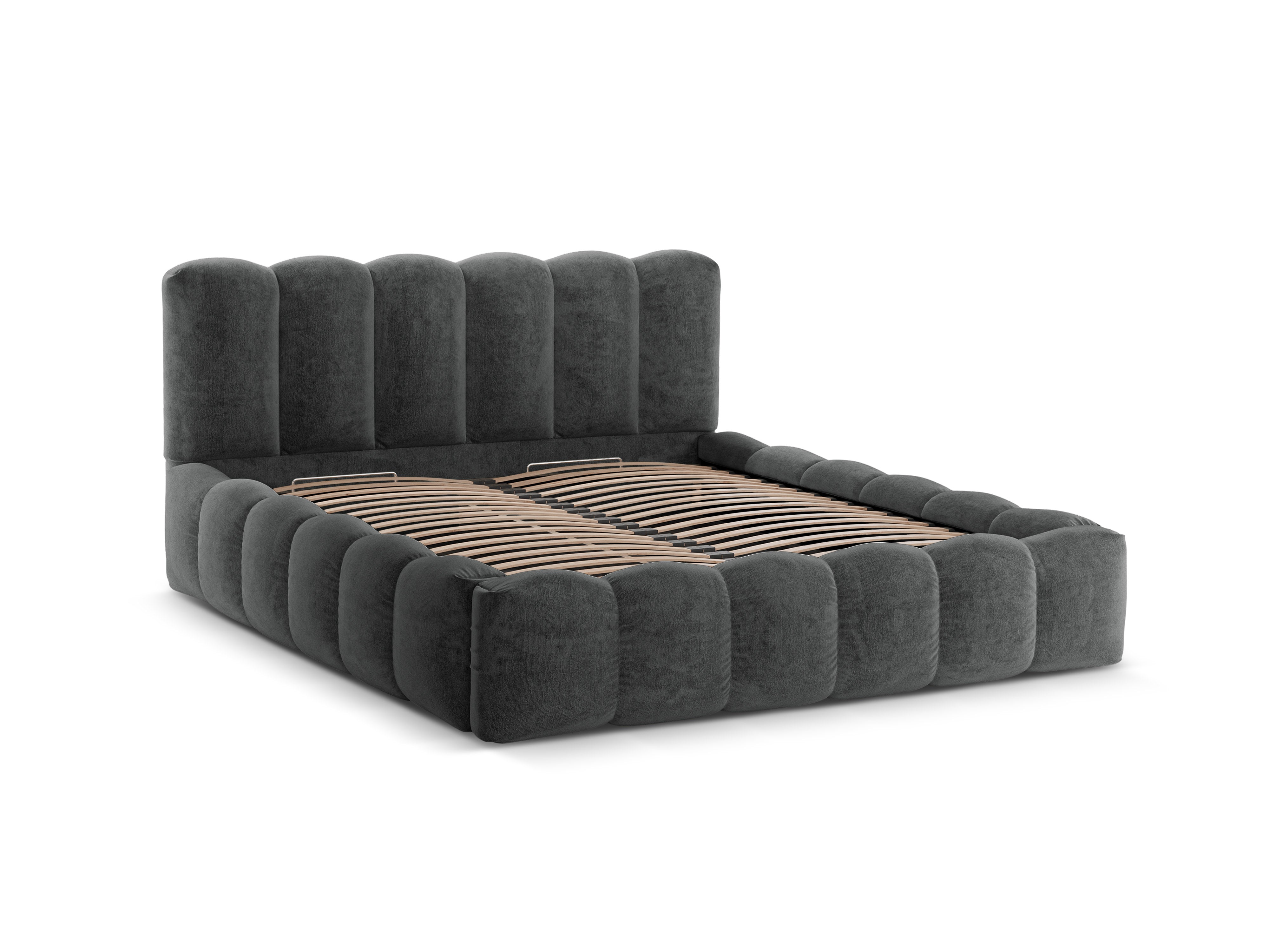 LUPINE dark gray chenille bed with storage