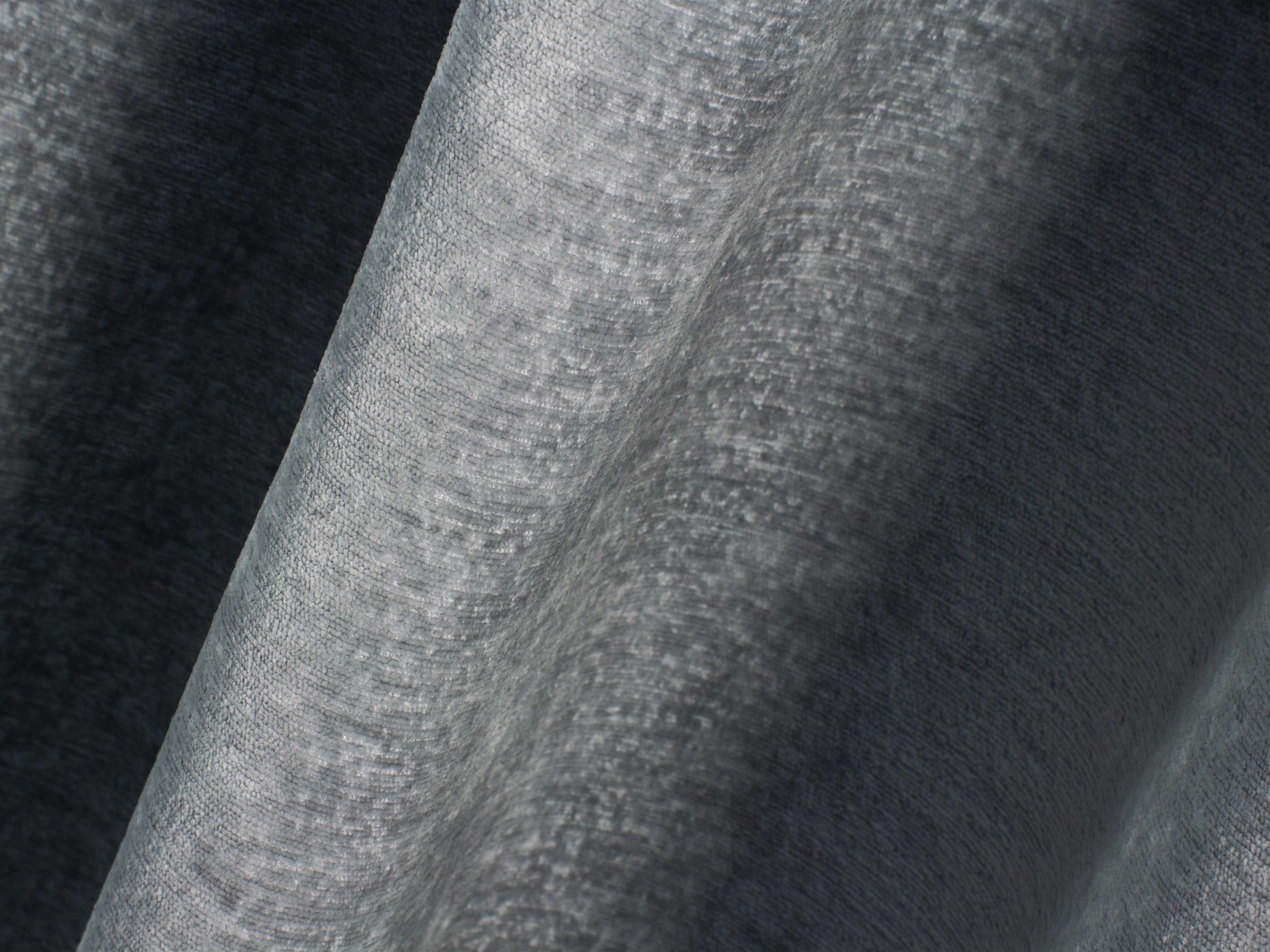 LUPINE bed with storage for bedding in platinum iridescent chenille