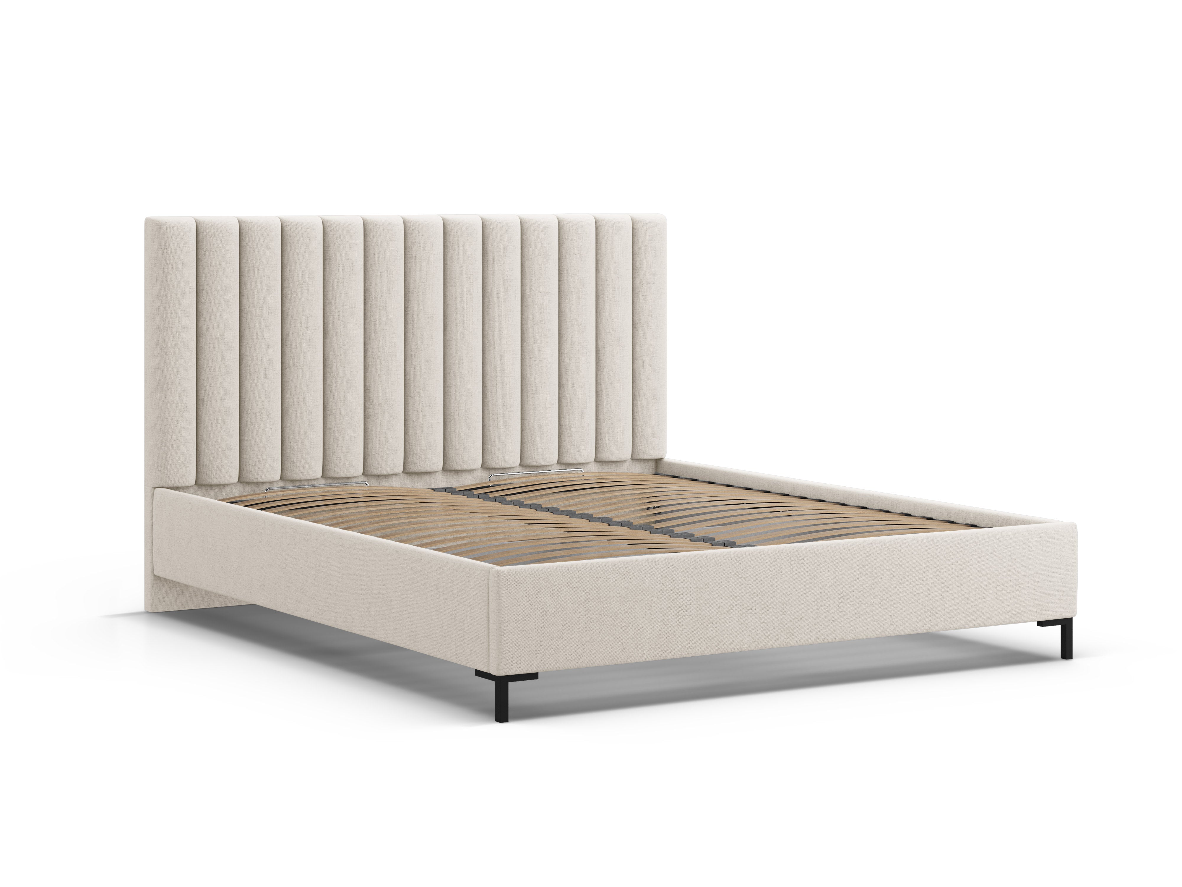 ALLISON light beige bed with storage for bedding