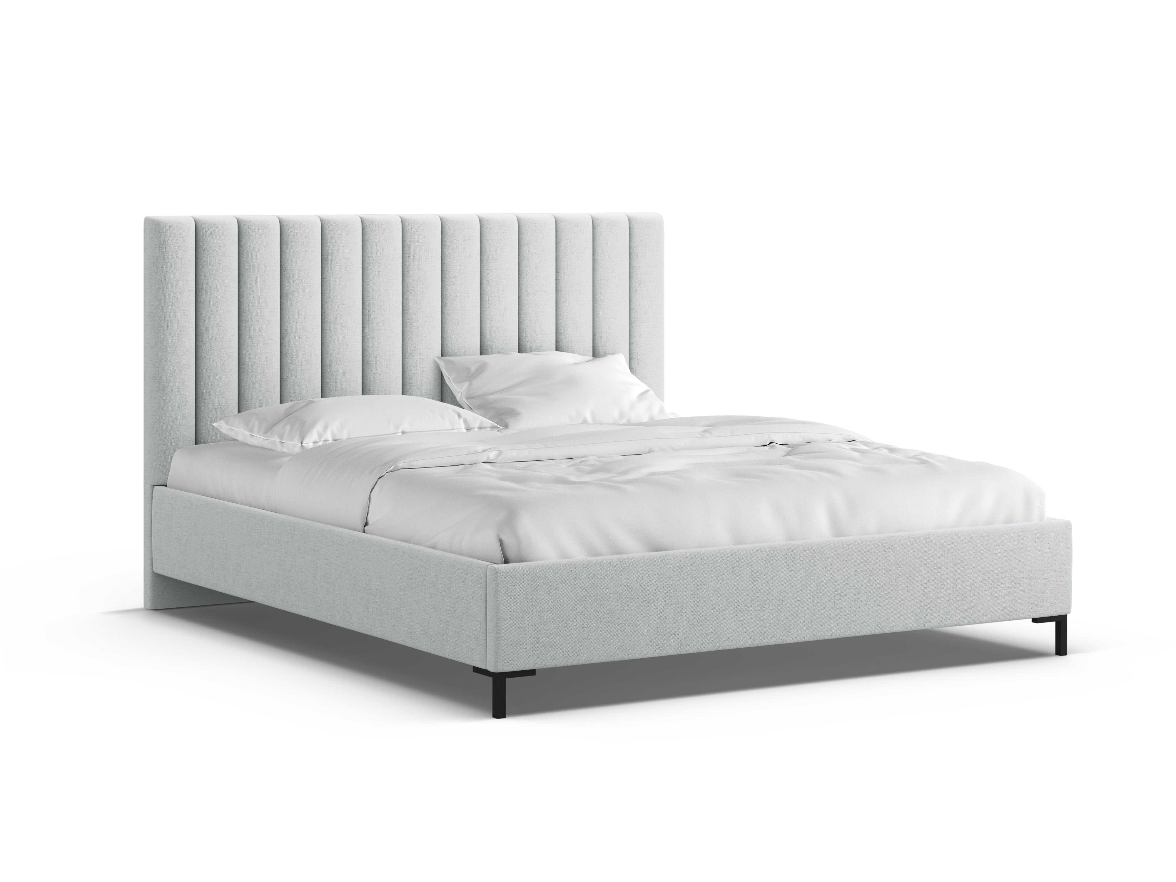 ALLISON light gray bed with storage for bedding