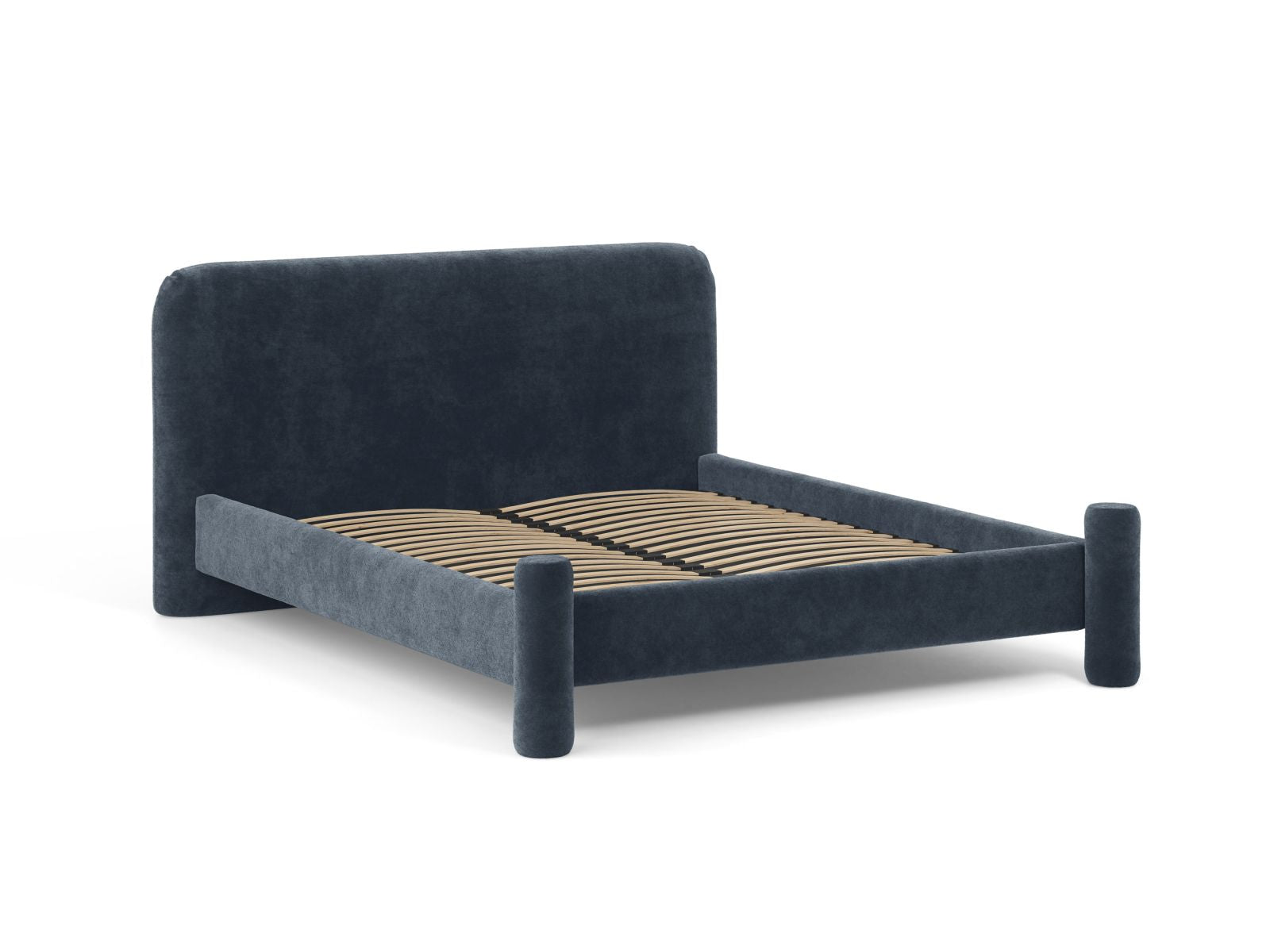 VERA bed in dark blue chenille