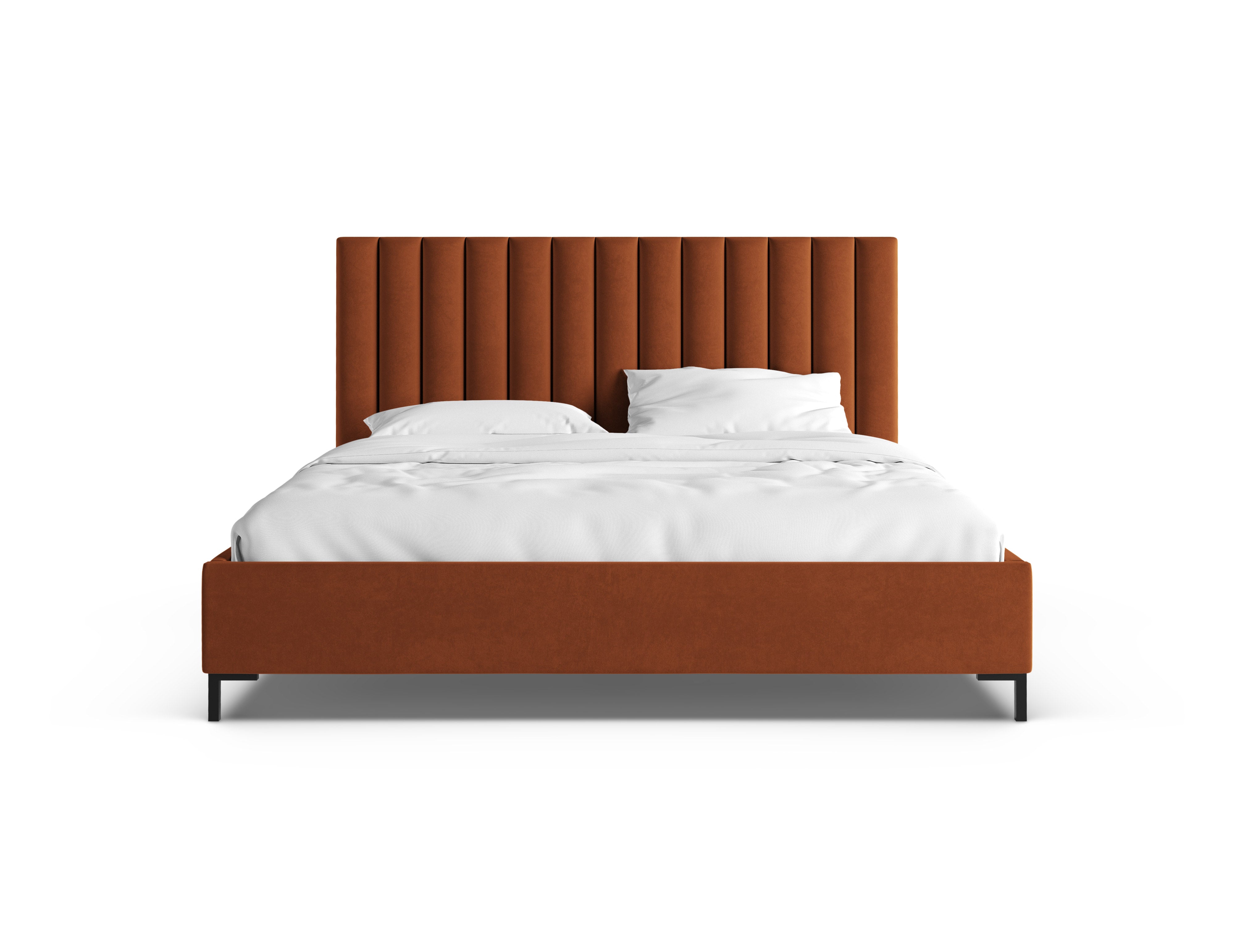 Velvet bed with storage for bedding ALLISON brick