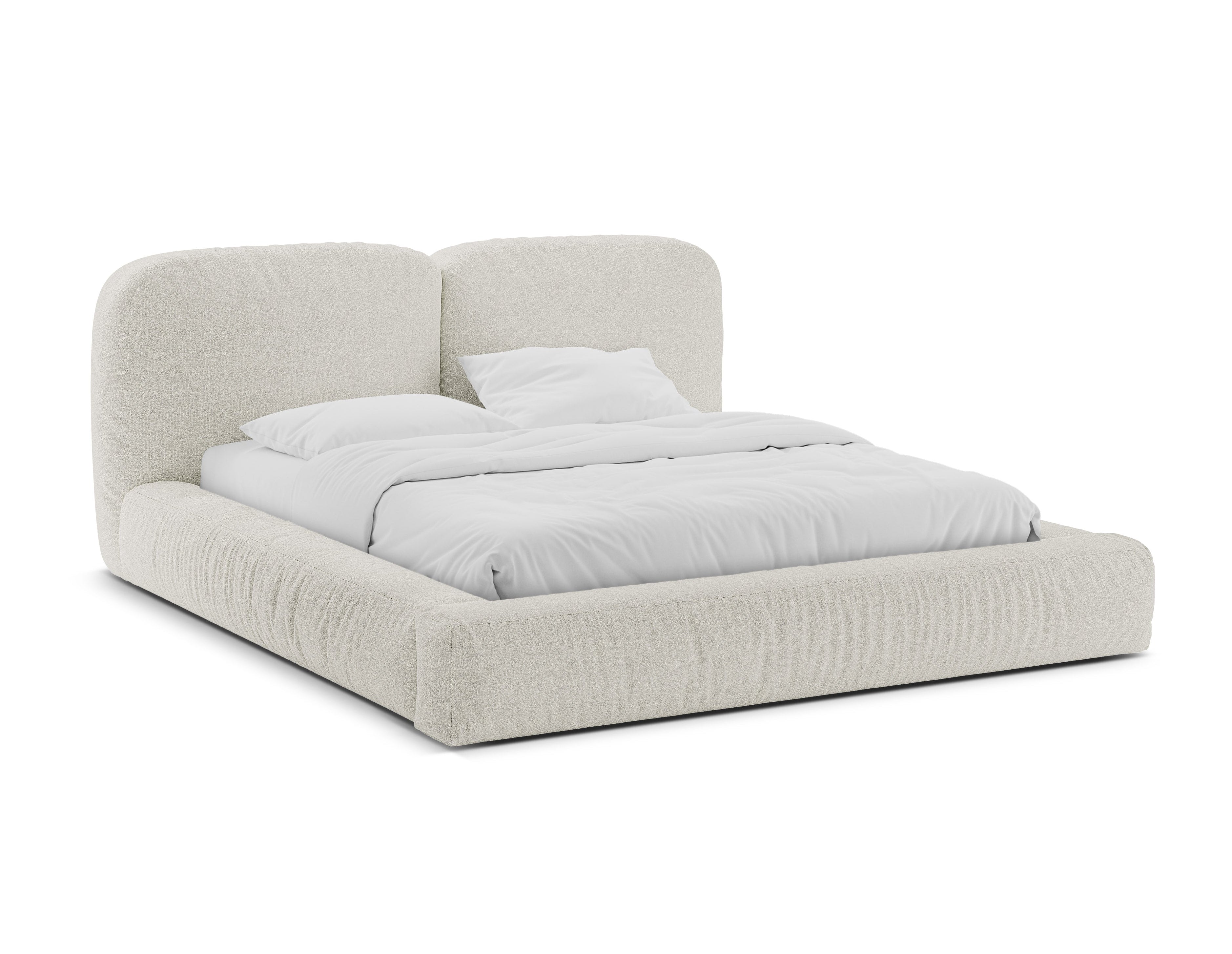 MARTINA Bed in Gray-Beige Mélange Boucle