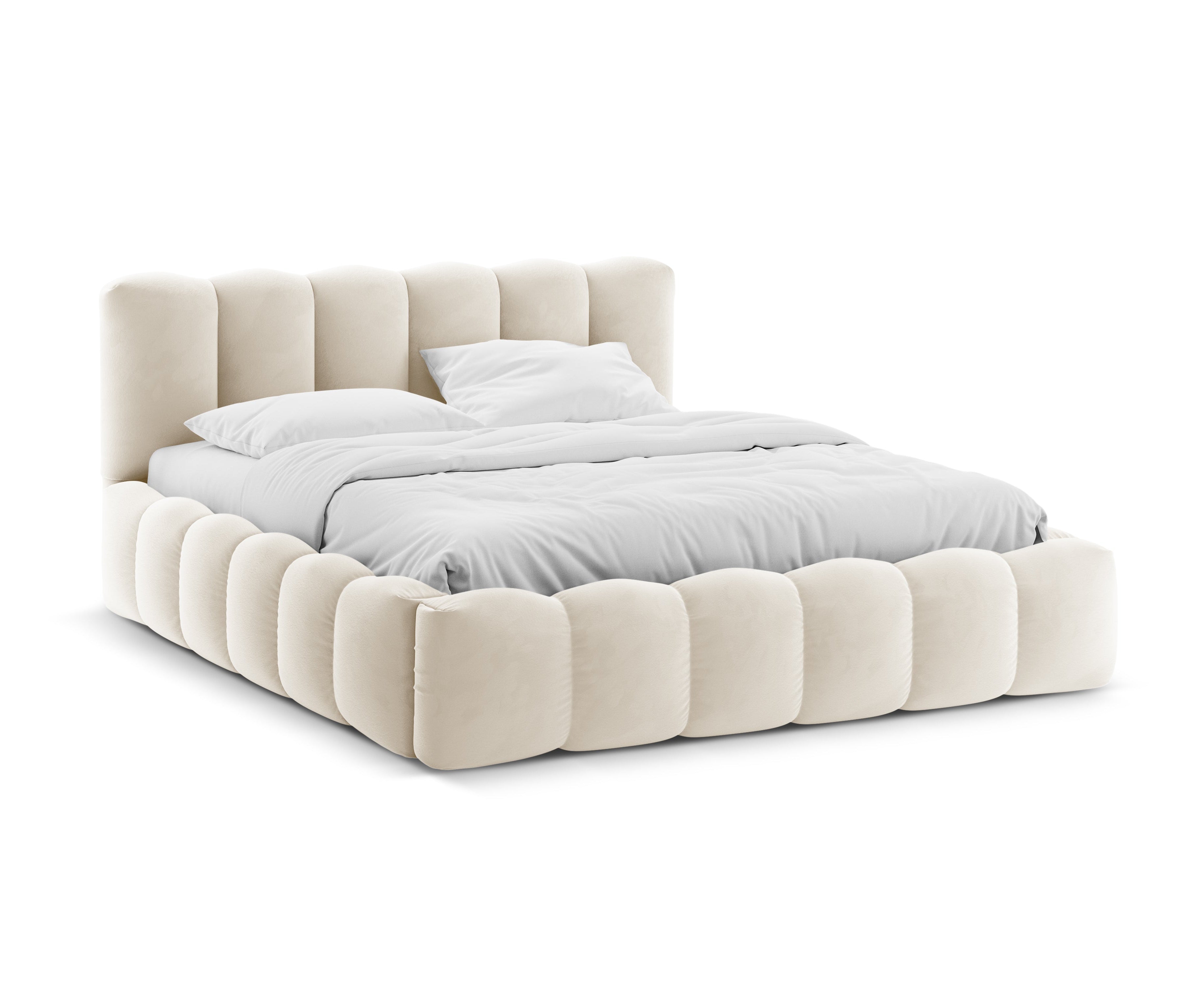 Velvet bed with storage LUPINE beige