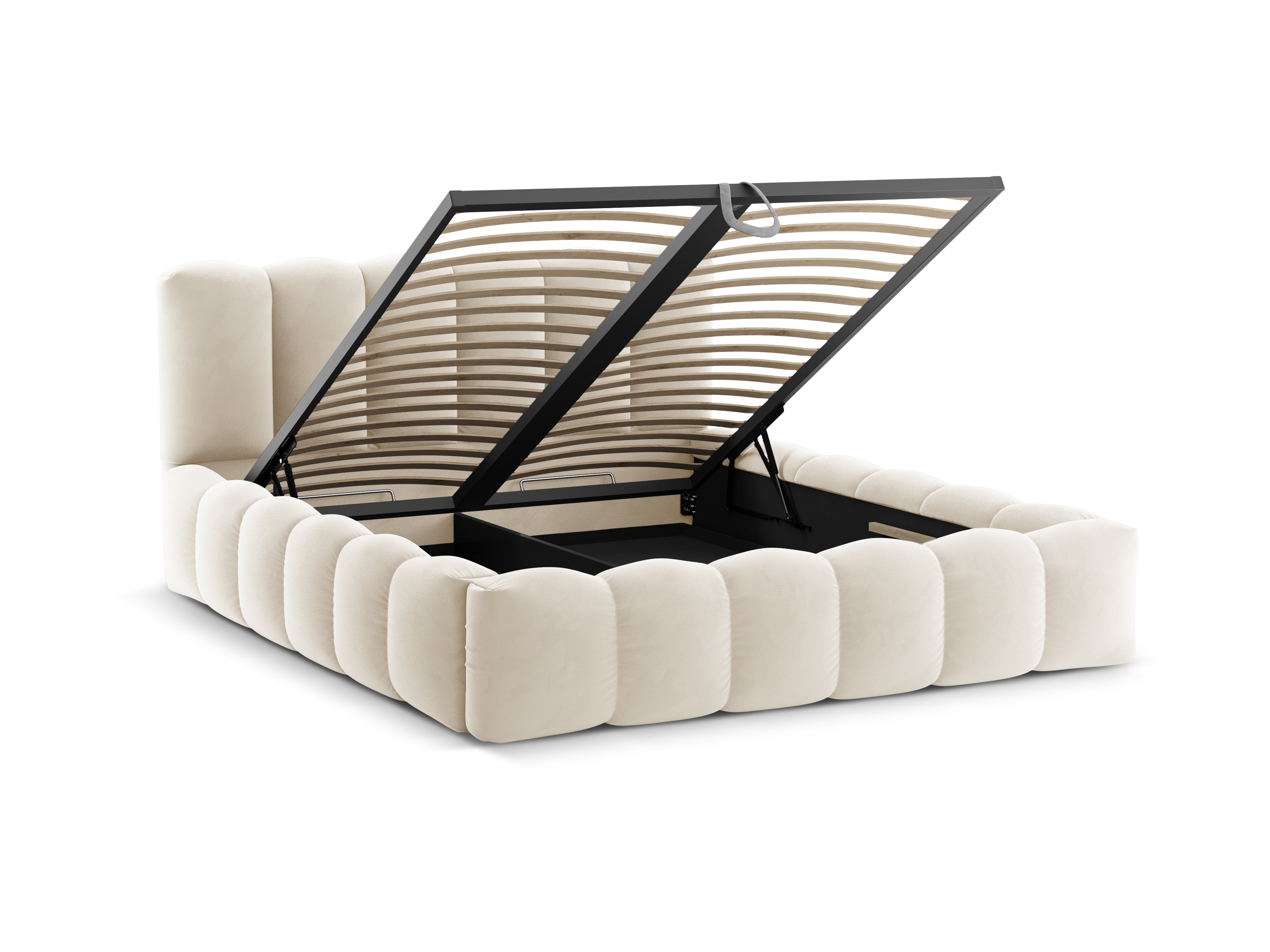 Velvet bed with storage LUPINE beige