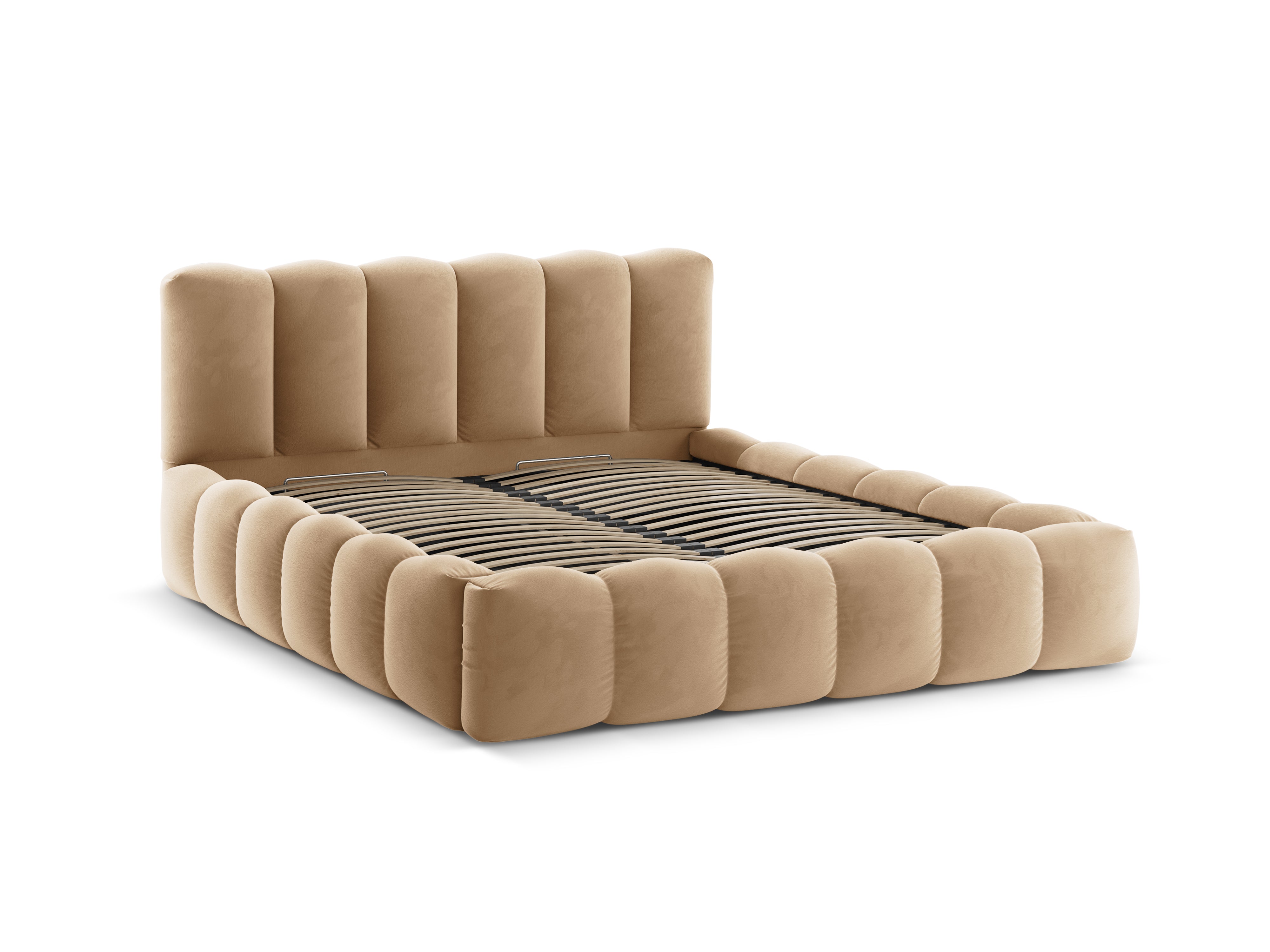 Velvet bed with storage LUPINE sand