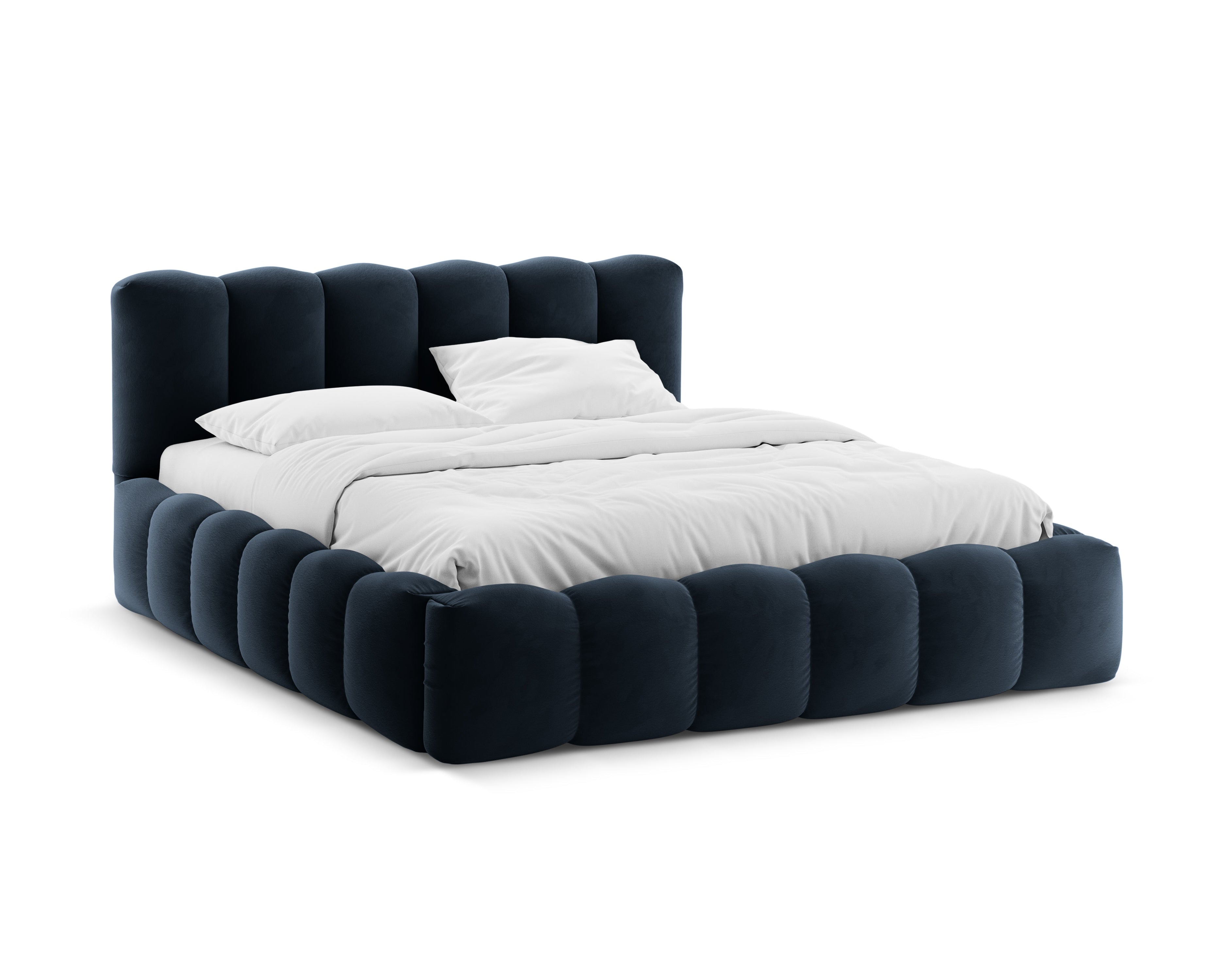 Velvet bed with storage LUPINE navy blue