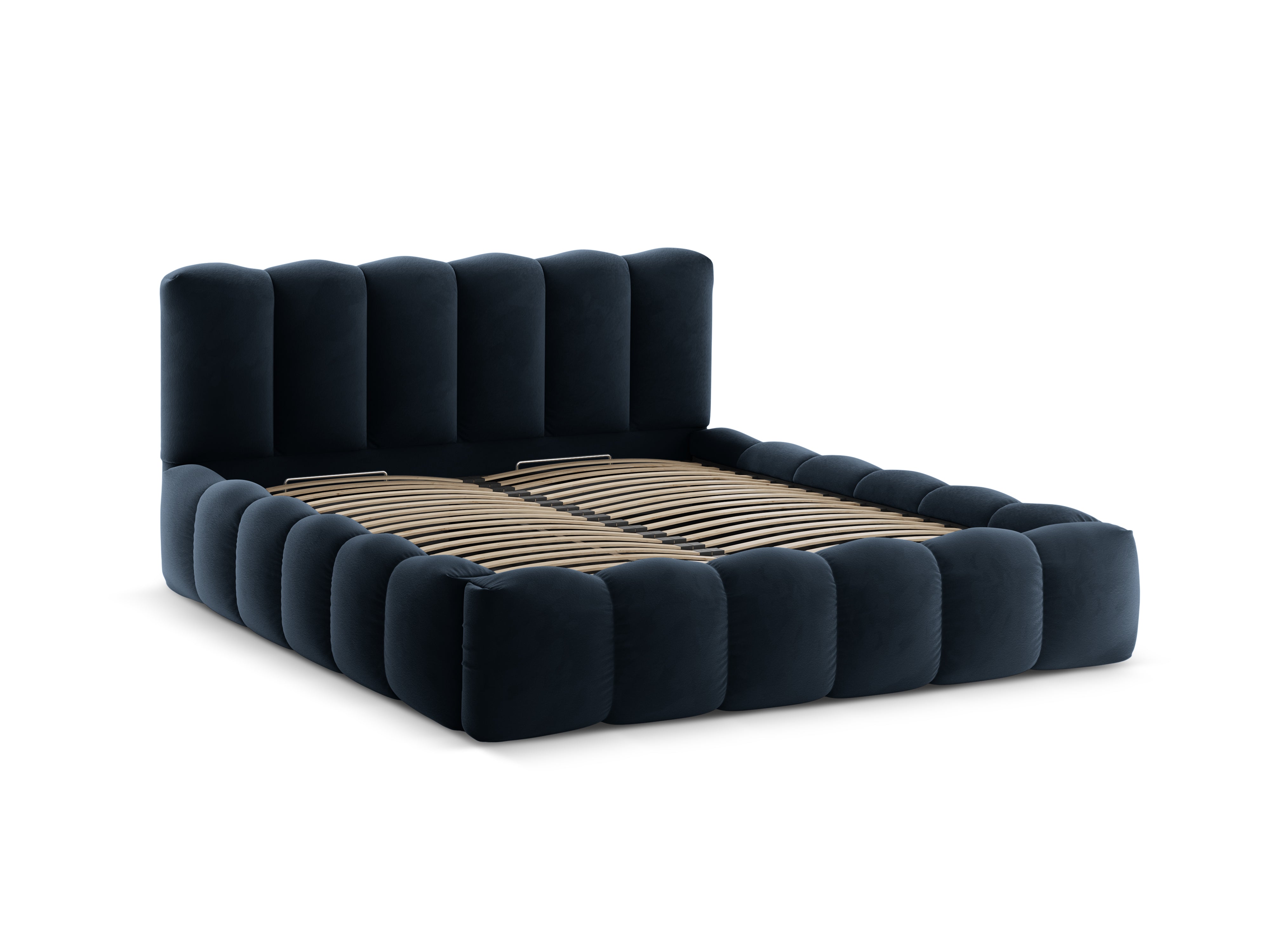 Velvet bed with storage LUPINE navy blue