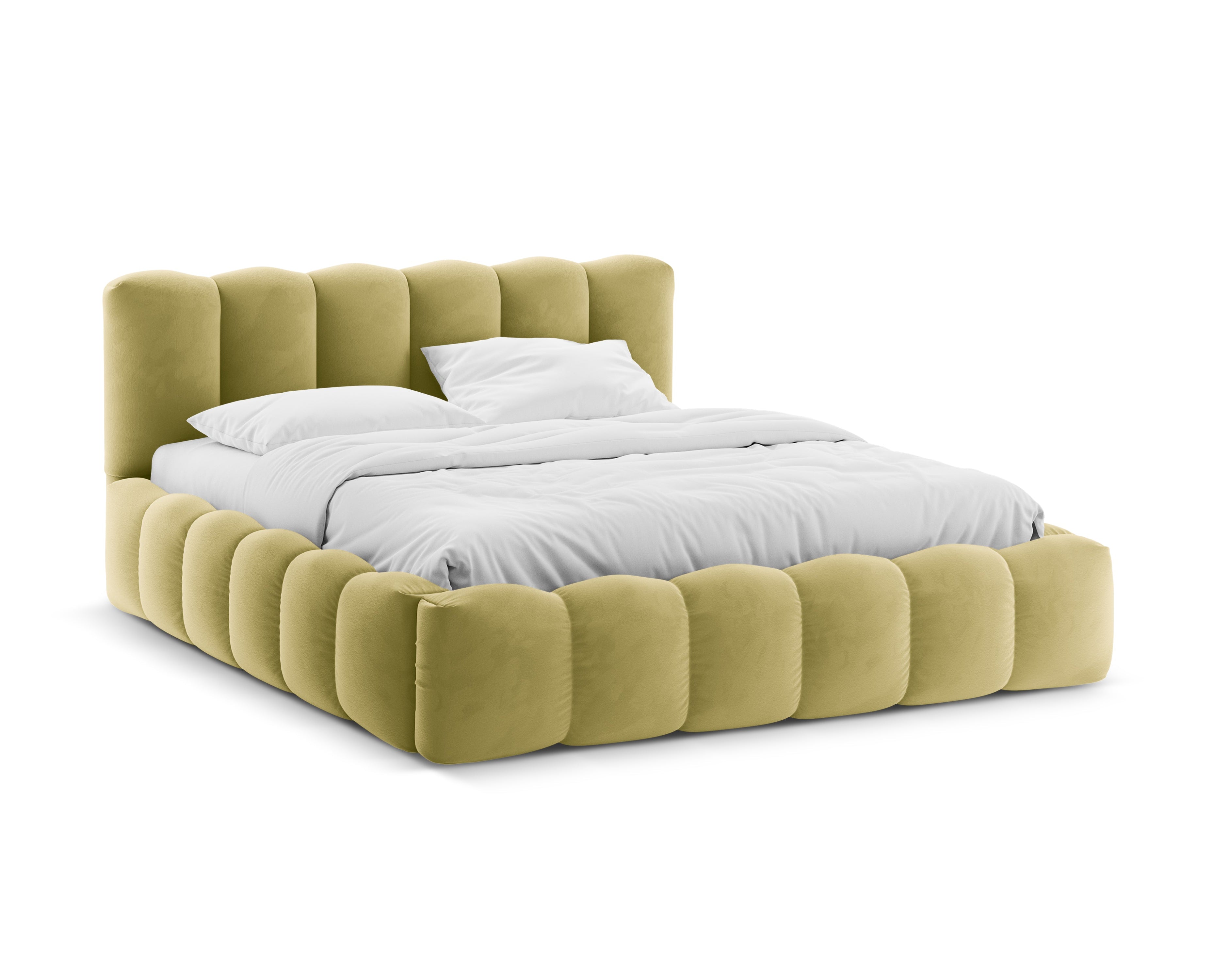 Velvet bed with storage LUPINE lime