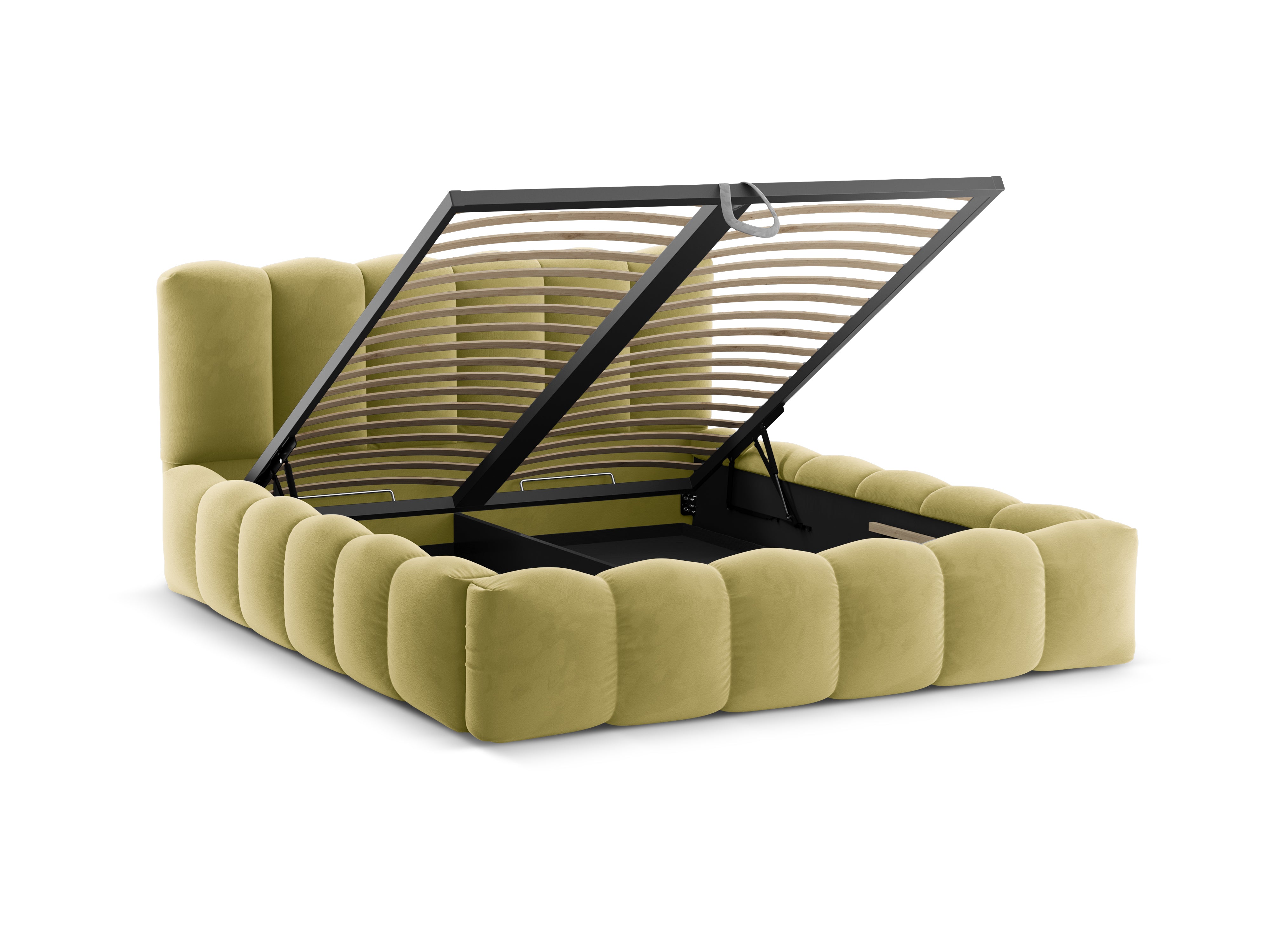 Velvet bed with storage LUPINE lime