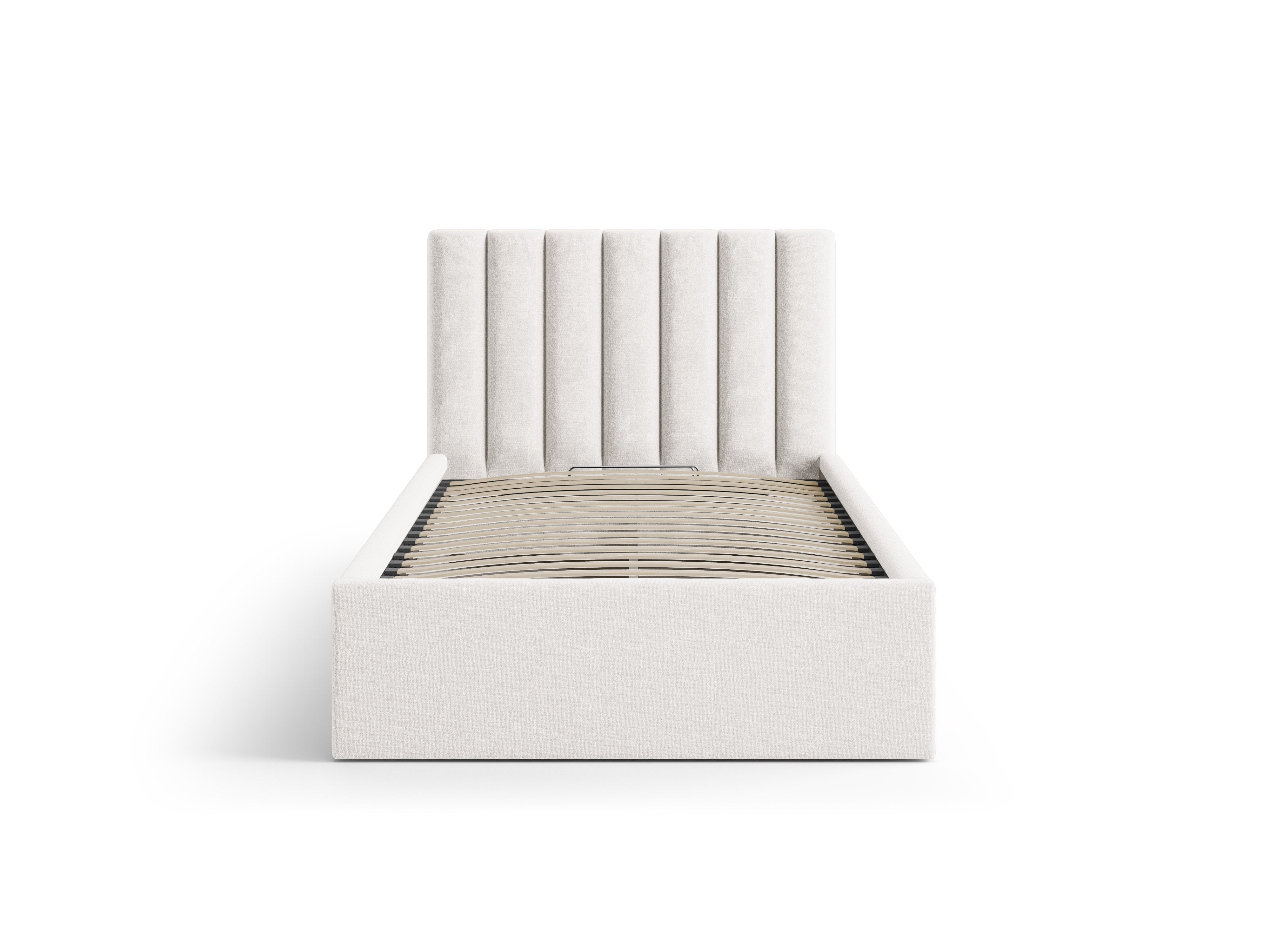 Single bed with storage for bedding ALLISON light beige