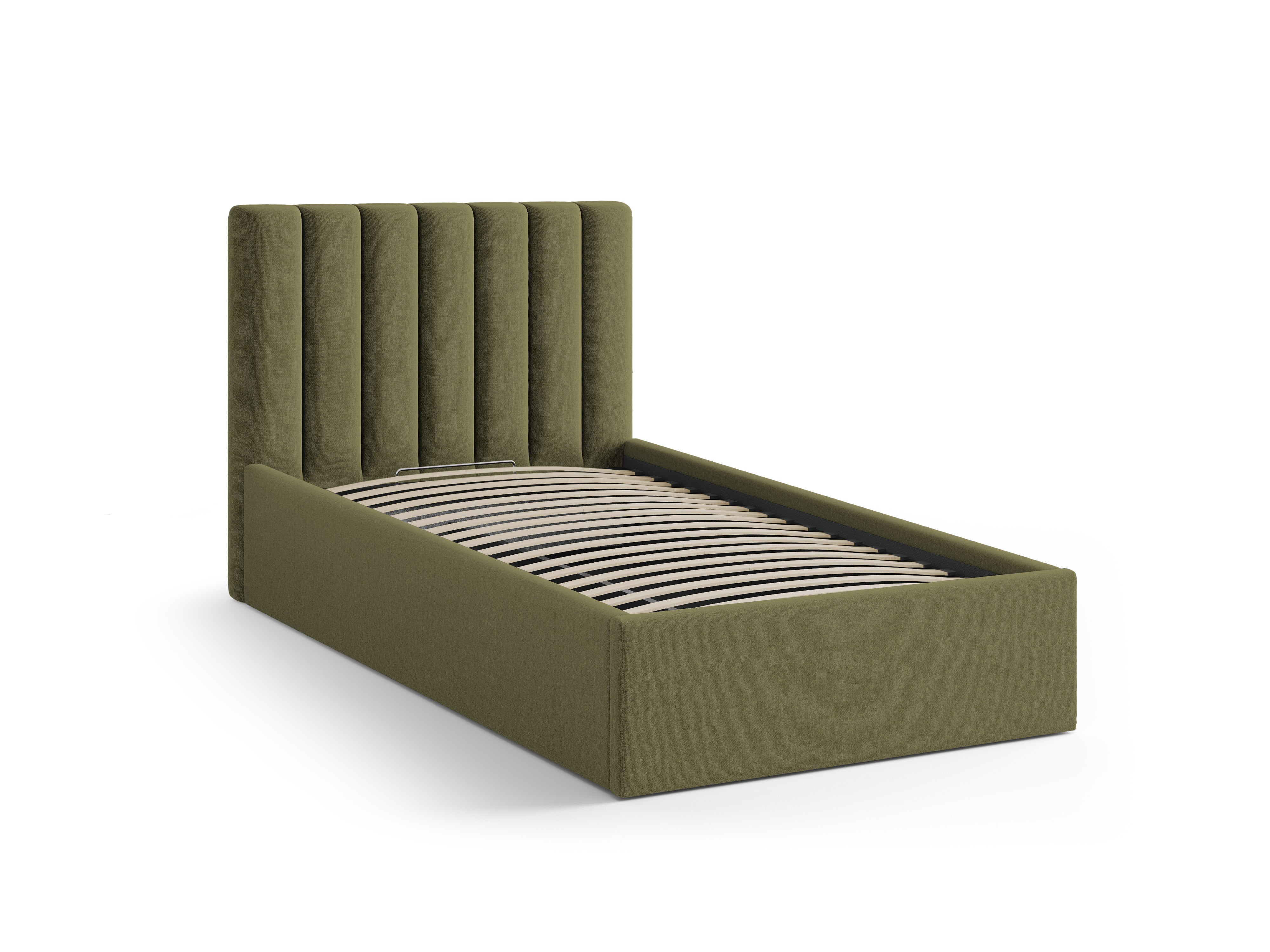 Single bed with storage for bedding ALLISON green