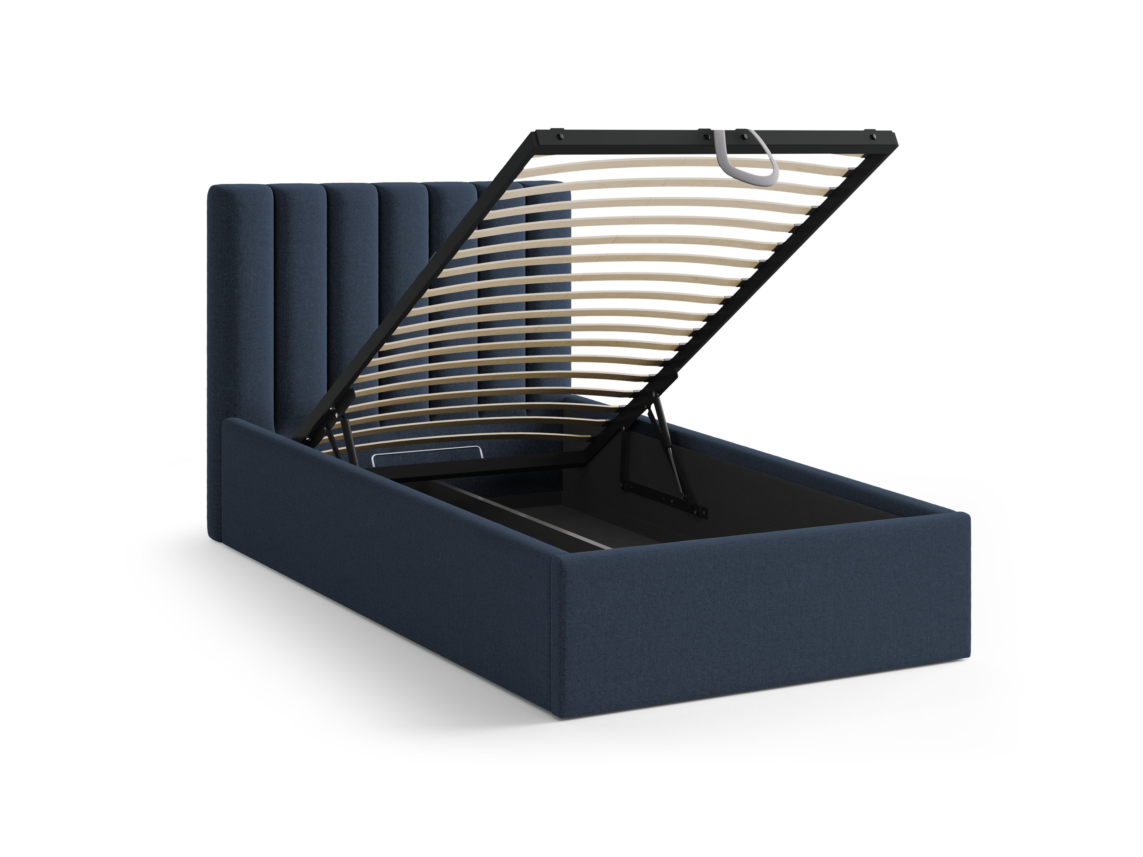 Single bed with storage for bedding ALLISON royal blue