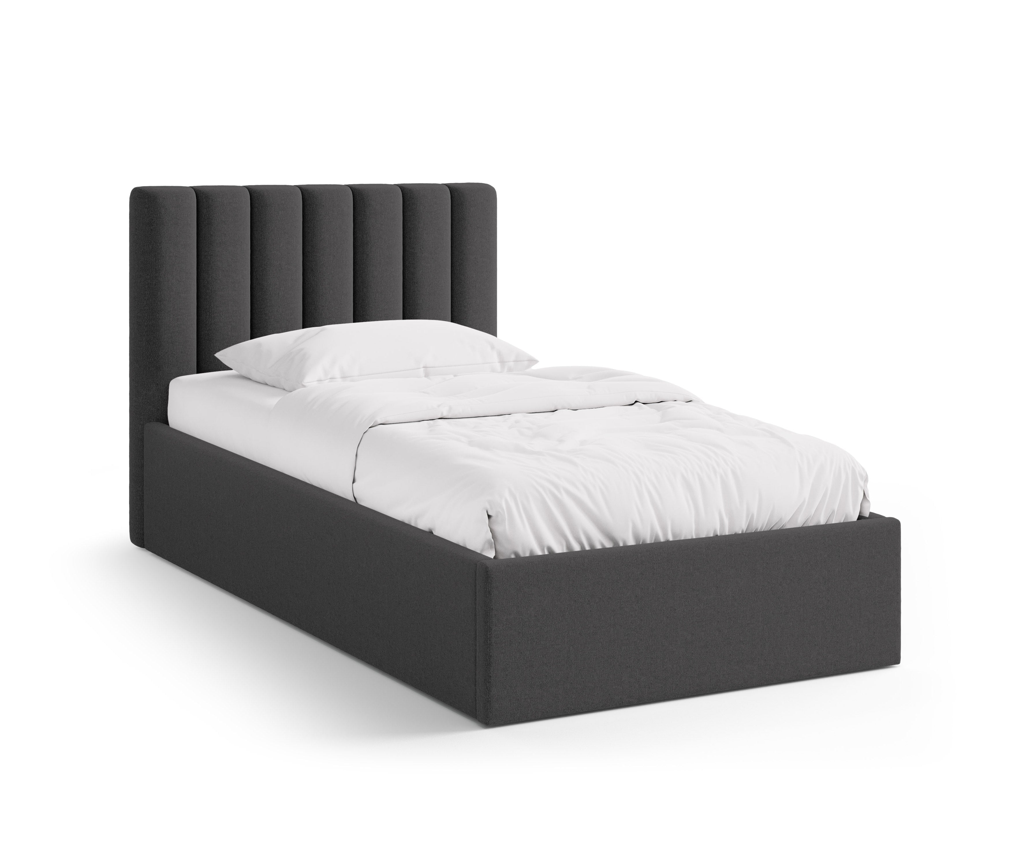 Single bed with storage for bedding ALLISON in anthracite
