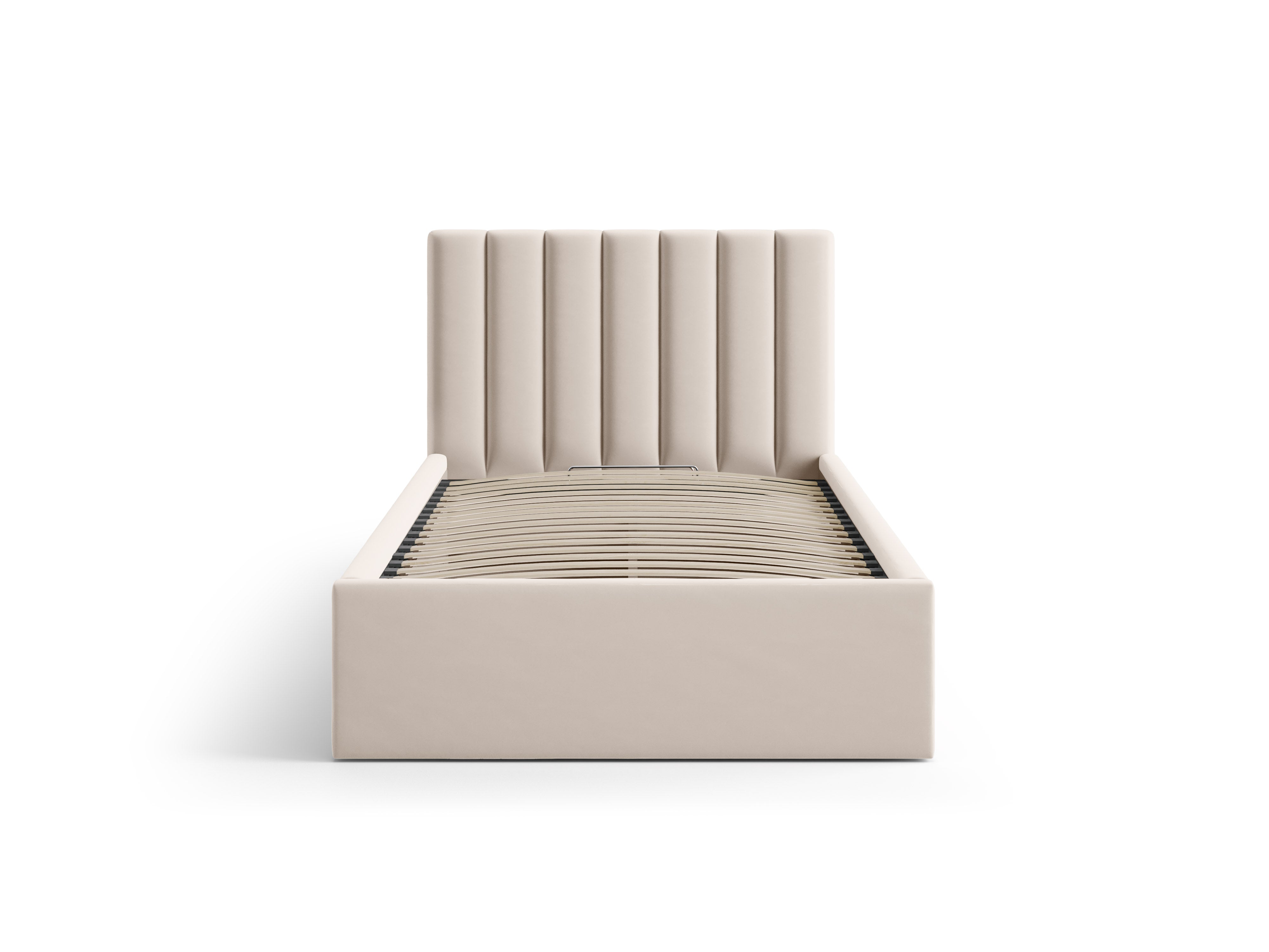 Single velvet bed with storage for bedding ALLISON beige