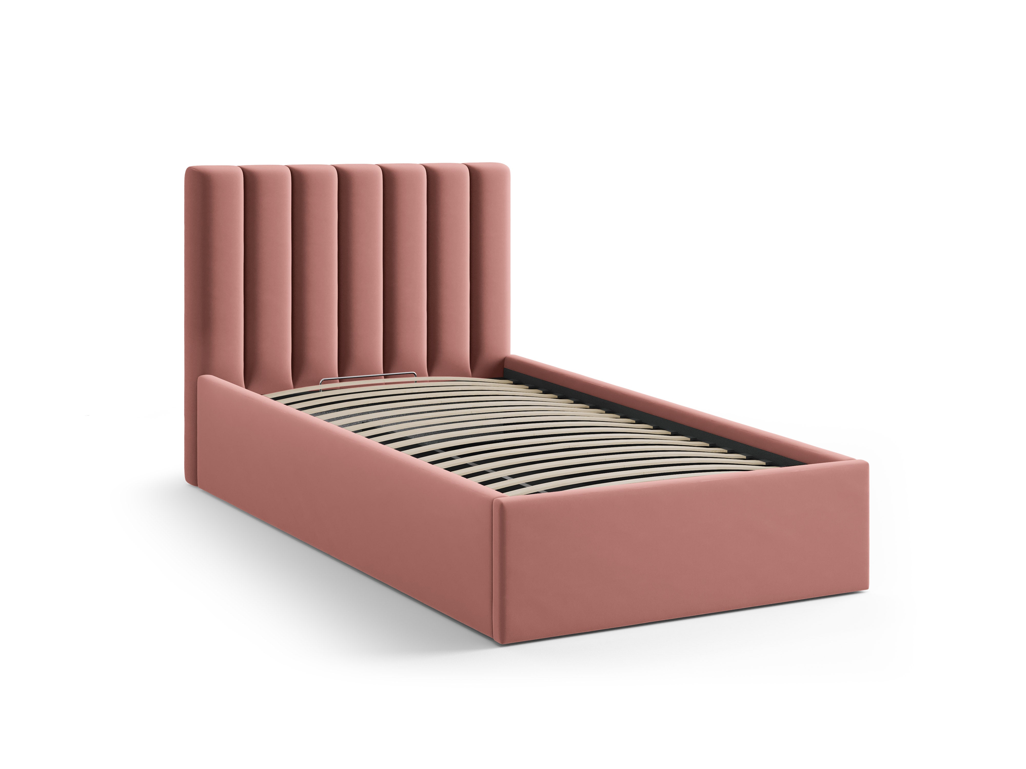 Single velvet bed with storage for bedding ALLISON pink
