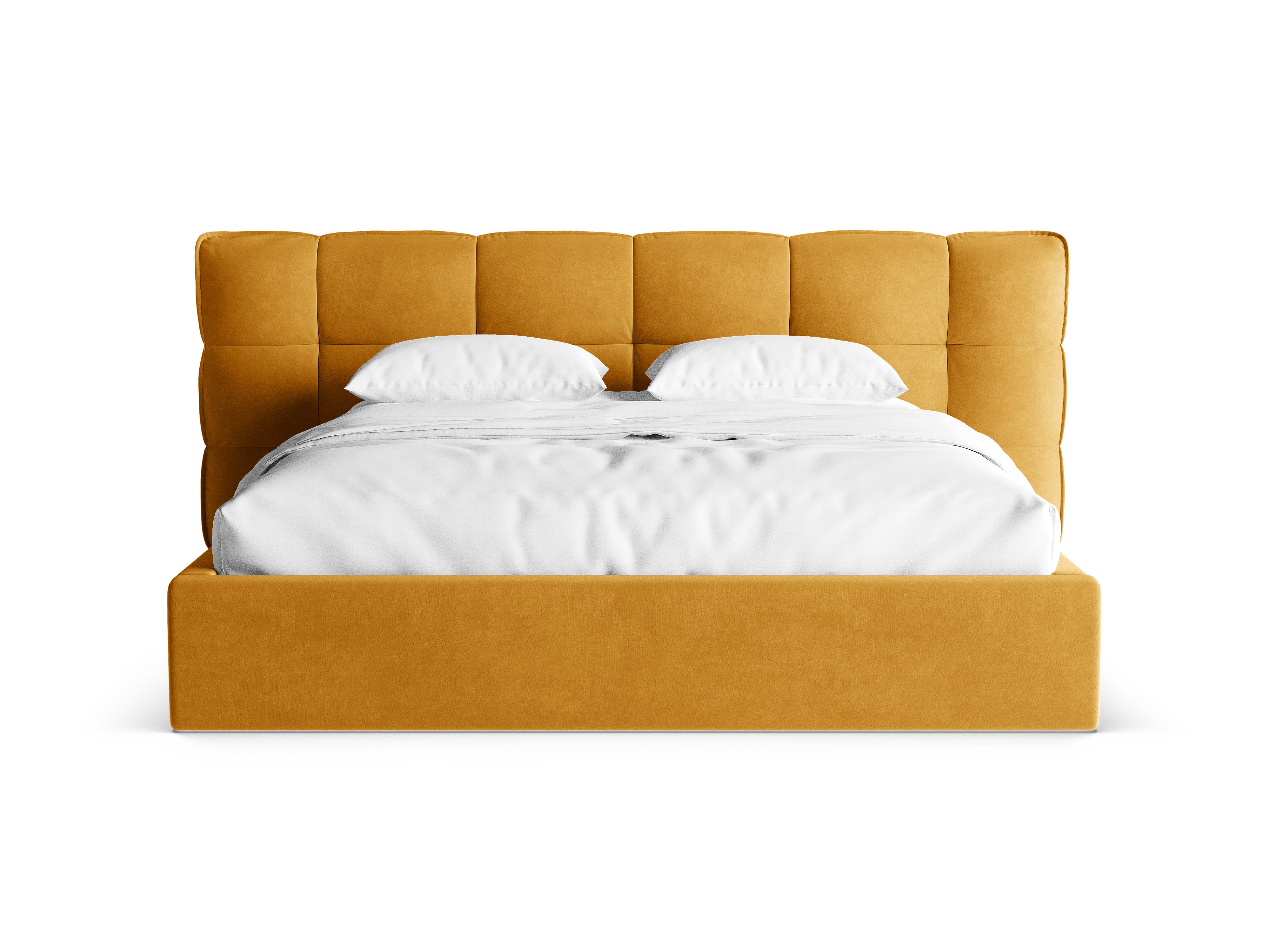Velvet bed with storage ERIC yellow